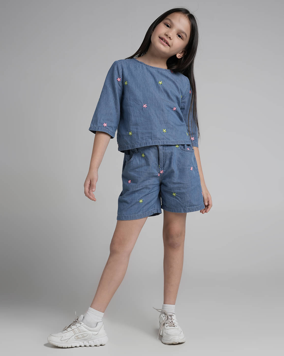    			Under Fourteen Only Cotton Dress For Girls ( Pack of 1 , Blue )