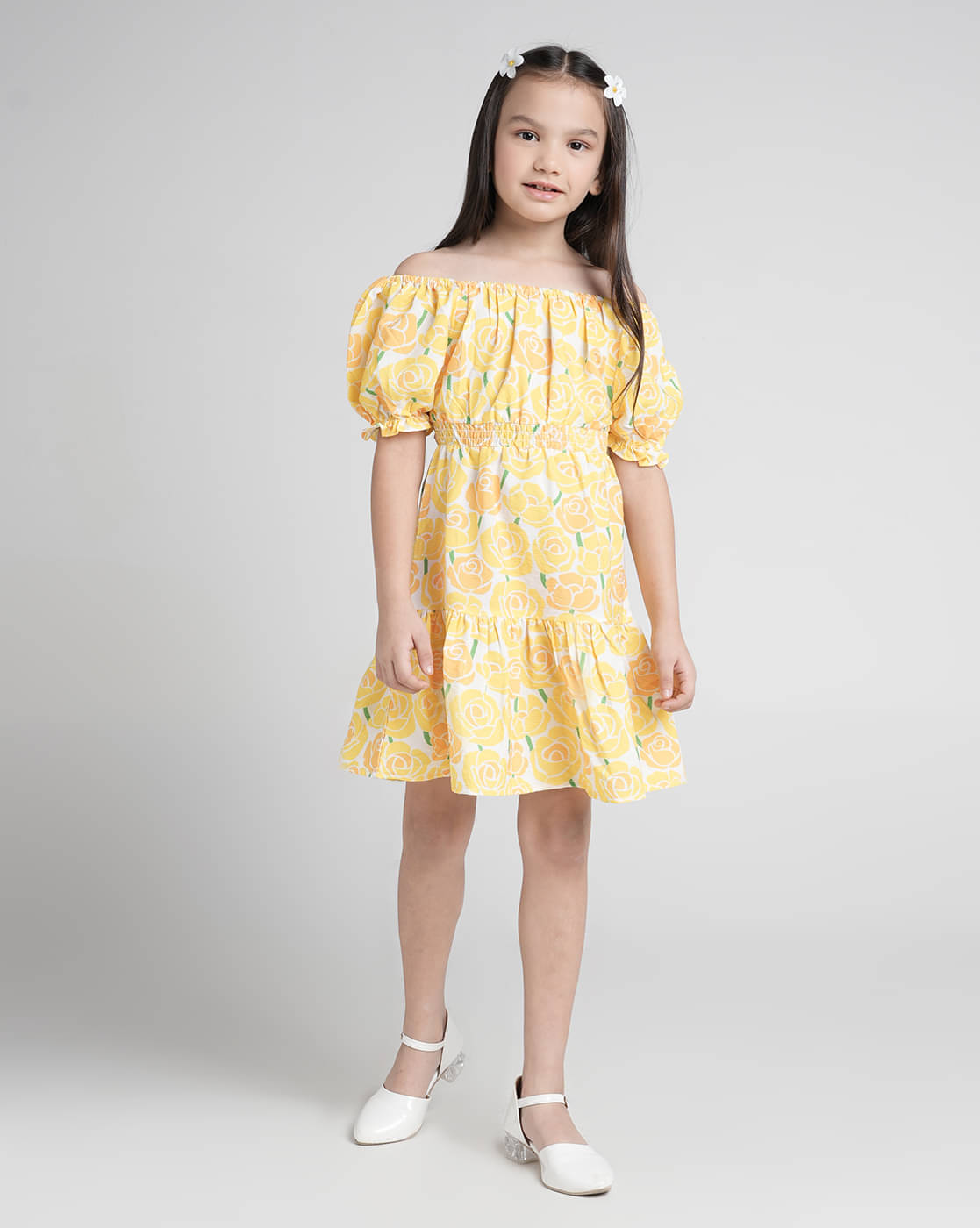     			Under Fourteen Only Cotton Dress For Girls ( Pack of 1 , Yellow )
