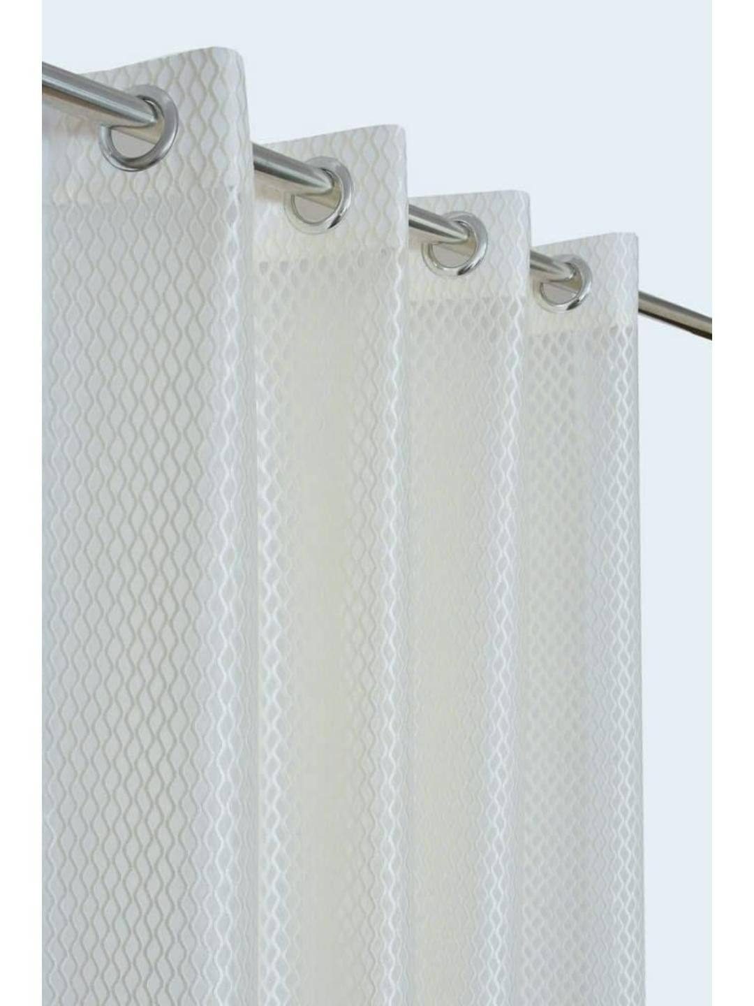     			UrbanArts Embroidered Semi-Transparent Eyelet Curtain 7 ft ( Pack of 2 ) - White