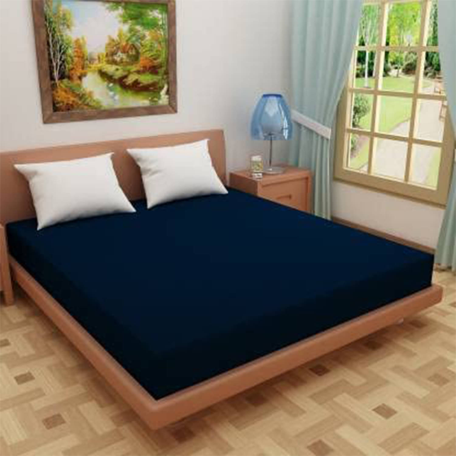 Valtellina Blue Quilted Mattress Cover     			Valtellina Blue Quilted Mattress Cover