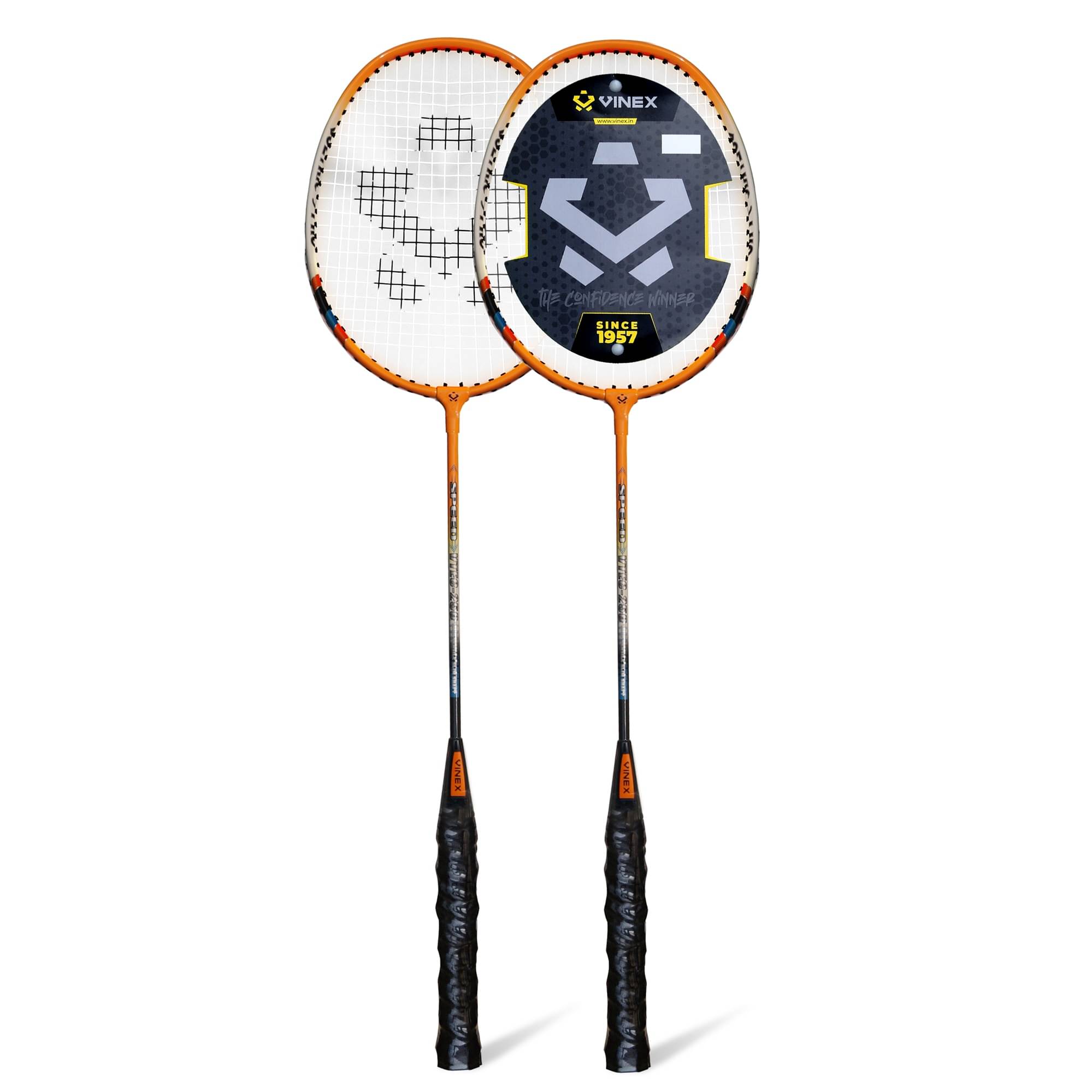     			Vinex Orange Badminton Racquet ( Pack of 2 )