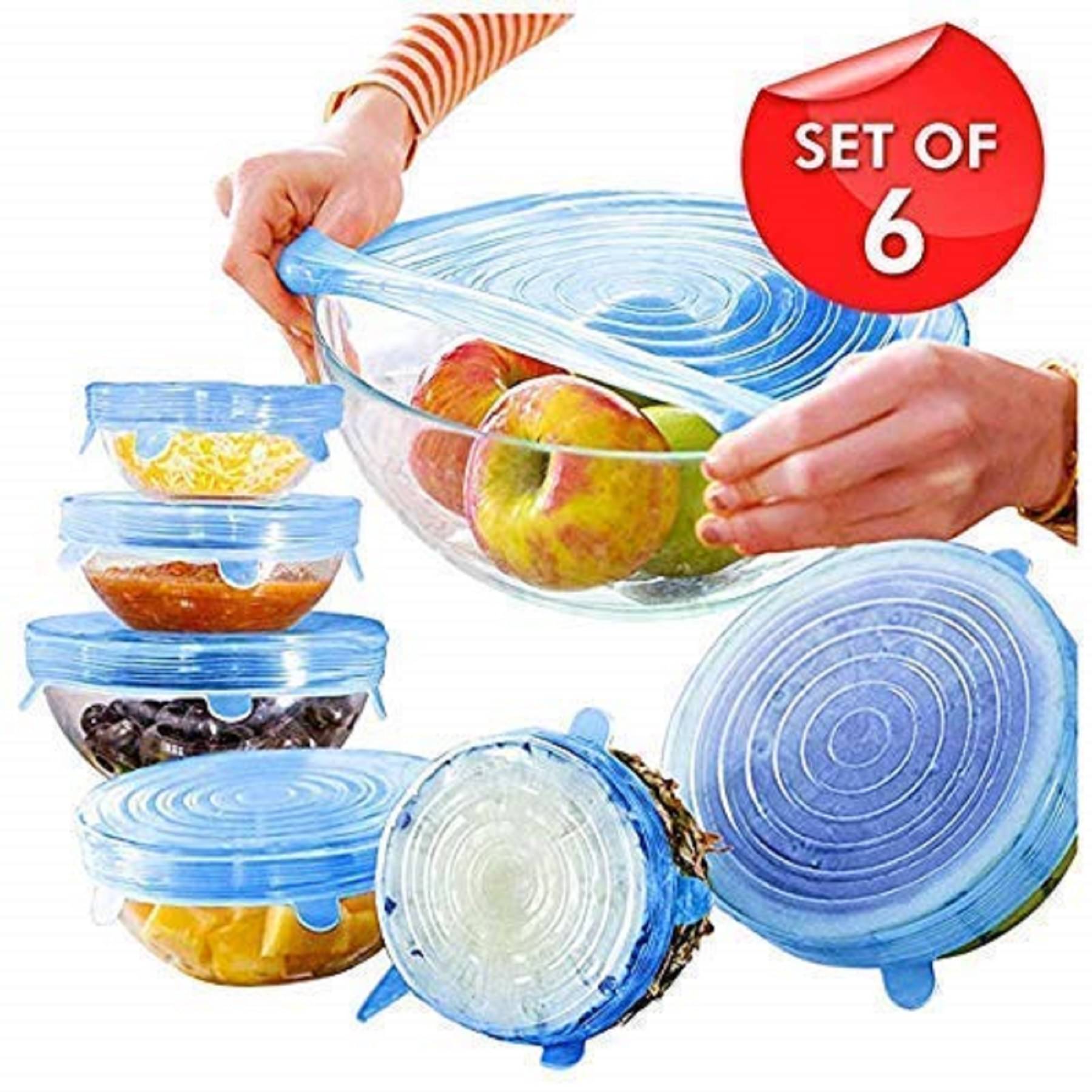 Winner Set of 6 Pcs Silicone Stretch Lids - Food Fresh Saver Cover, Freezable, Microwavable Cover Stretchable Covers for Bowls (Mix Color) Winner Set of 6 Pcs Silicone Stretch Lids - Food Fresh Saver Cover, Freezable, Microwavable Cover Stretchable Covers for Bowls (Mix Color)