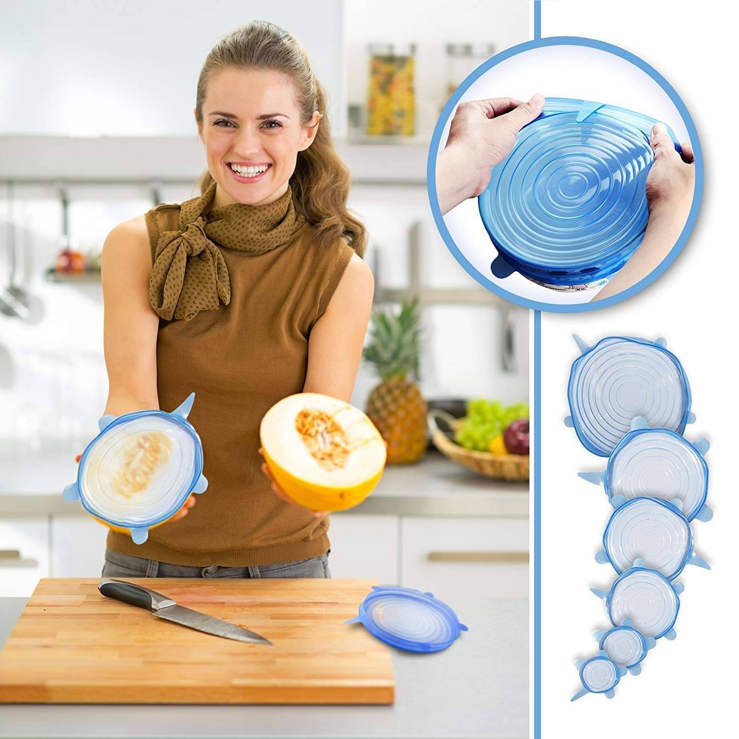 Winner Set of 6 Pcs Silicone Stretch Lids - Food Fresh Saver Cover, Freezable, Microwavable Cover Stretchable Covers for Bowls (Mix Color) Winner Set of 6 Pcs Silicone Stretch Lids - Food Fresh Saver Cover, Freezable, Microwavable Cover Stretchable Covers for Bowls (Mix Color)
