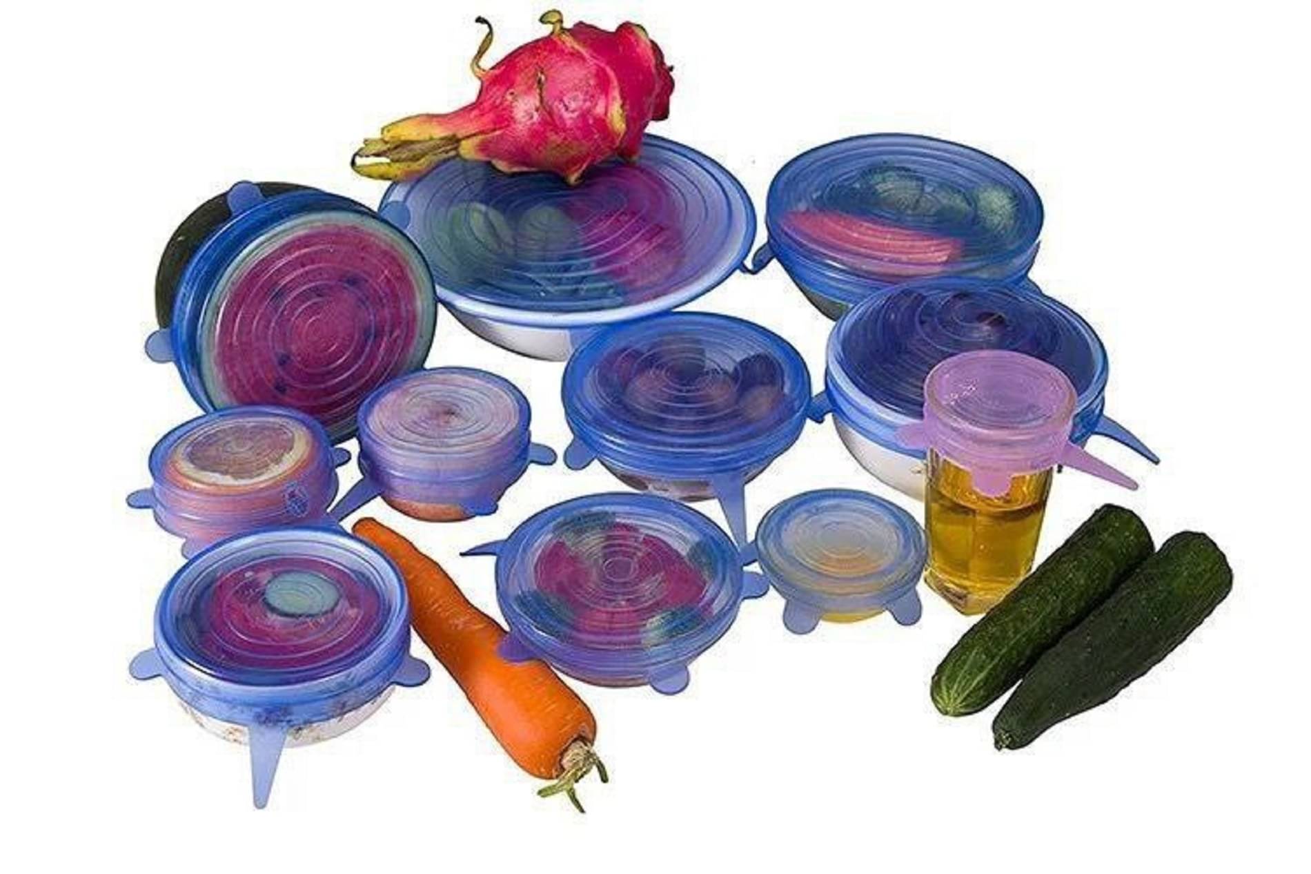 Winner Set of 6 Pcs Silicone Stretch Lids - Food Fresh Saver Cover, Freezable, Microwavable Cover Stretchable Covers for Bowls (Mix Color) Winner Set of 6 Pcs Silicone Stretch Lids - Food Fresh Saver Cover, Freezable, Microwavable Cover Stretchable Covers for Bowls (Mix Color)