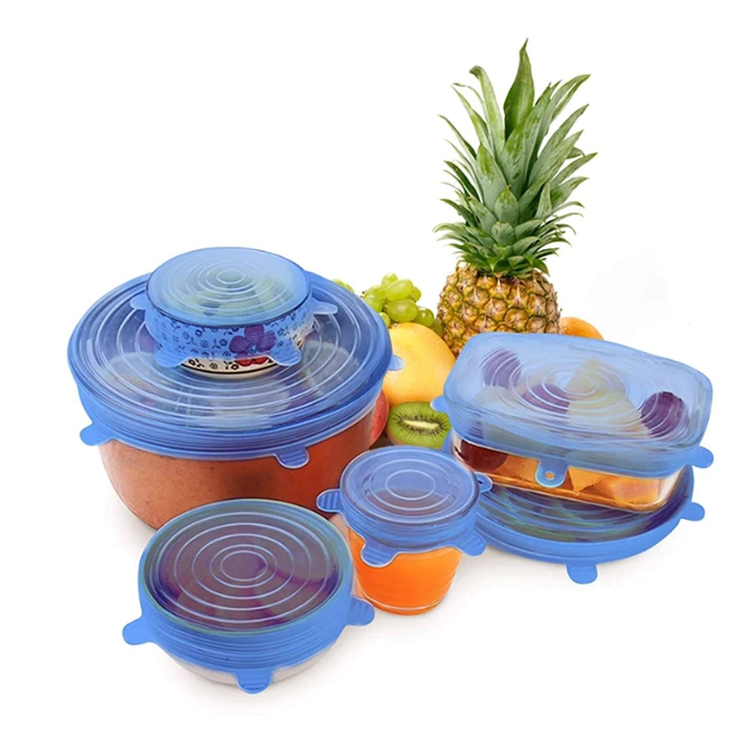 Winner Set of 6 Pcs Silicone Stretch Lids - Food Fresh Saver Cover, Freezable, Microwavable Cover Stretchable Covers for Bowls (Mix Color) Winner Set of 6 Pcs Silicone Stretch Lids - Food Fresh Saver Cover, Freezable, Microwavable Cover Stretchable Covers for Bowls (Mix Color)