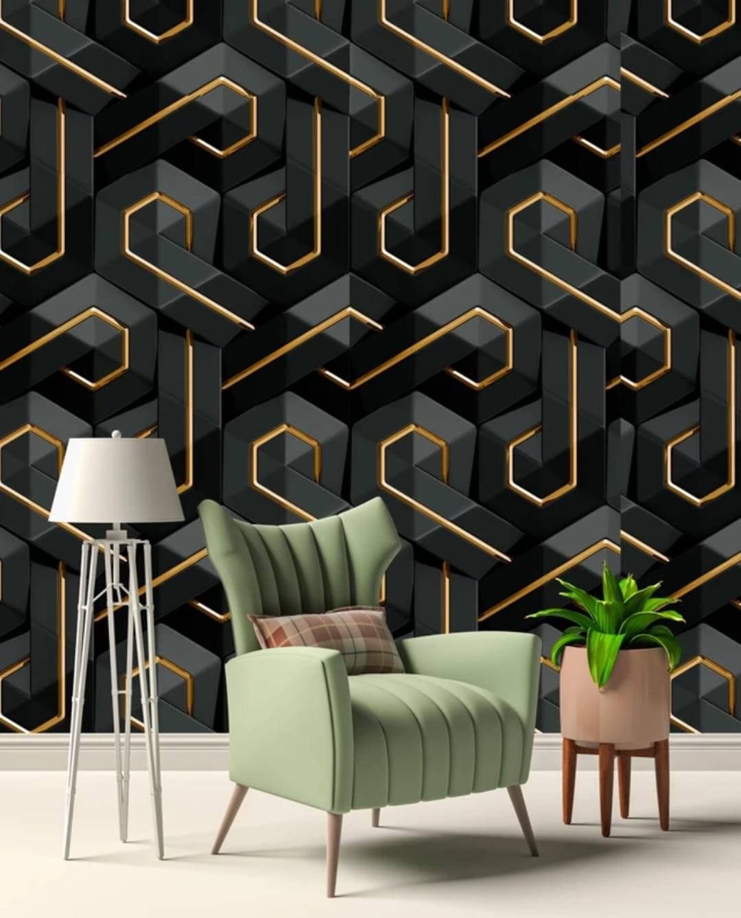ZAPPYPOP Black & Gold Geometric Self Adhesive Wallpaper – 45 x 500 cm (Pack of 1) ZAPPYPOP Black & Gold Geometric Self Adhesive Wallpaper – 45 x 500 cm (Pack of 1)
