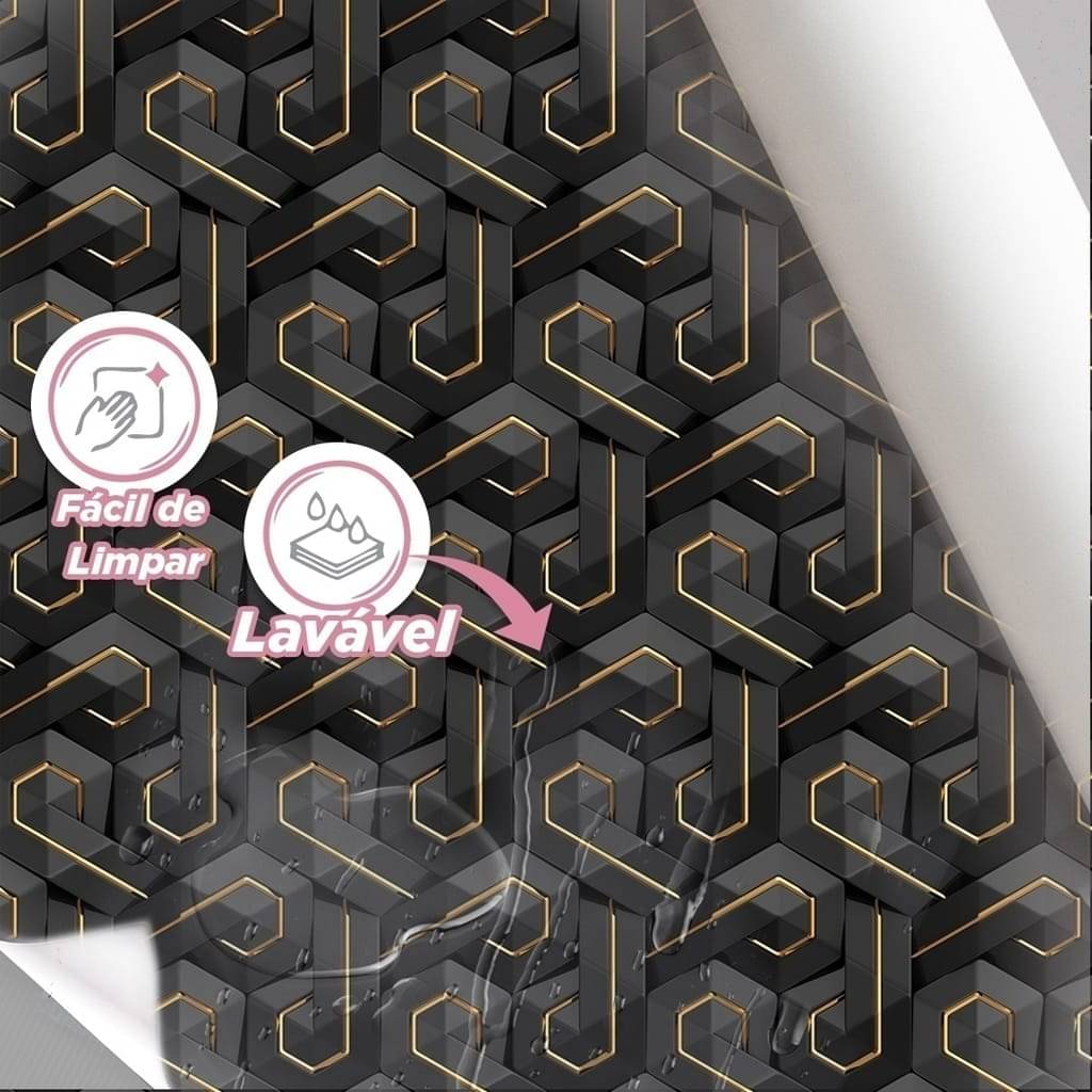     			ZAPPYPOP Black & Gold Geometric Self Adhesive Wallpaper – 45 x 500 cm (Pack of 1)