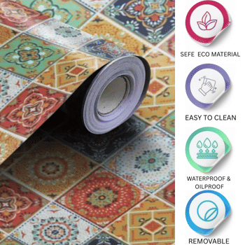     			ZAPPYPOP New Tile 3D Self Adhesive Kitchen Wallpaper – Waterproof, Oil Proof & Heat Resistant Wall Paper Sticker for Home Decoration (60 x 200 cm,Pack of 1)