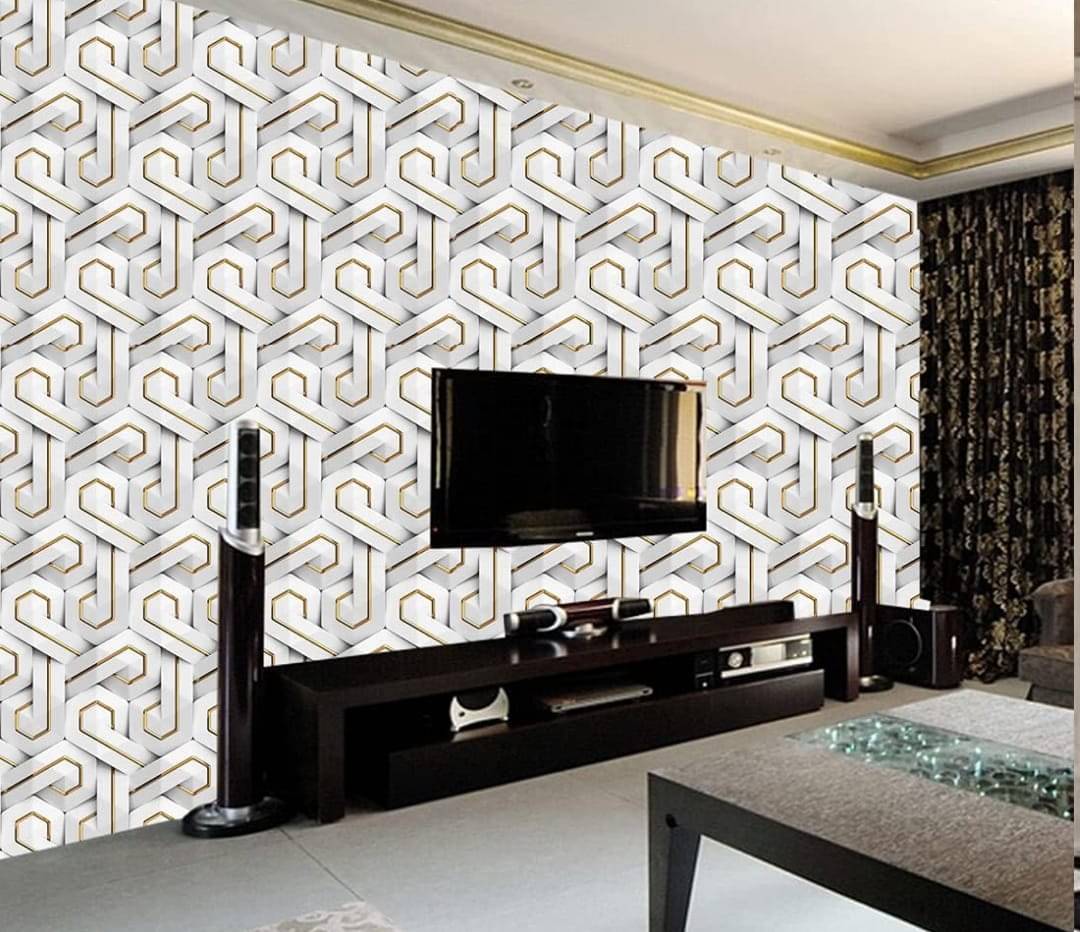 ZAPPYPOP Self Adhesive Waterproof Kitchen Wallpaper – White & Gold Geometric 45x500 cm ZAPPYPOP Self Adhesive Waterproof Kitchen Wallpaper – White & Gold Geometric 45x500 cm