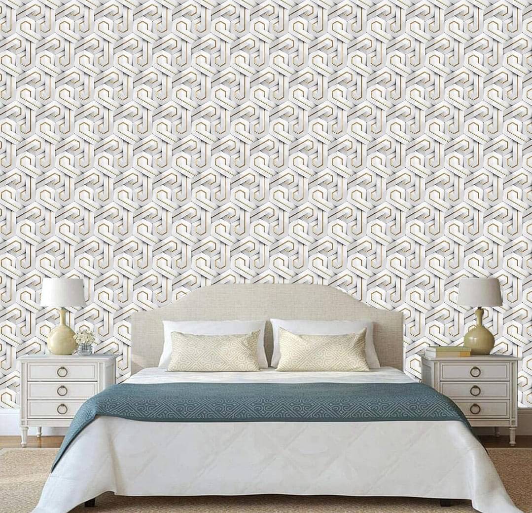 ZAPPYPOP Self Adhesive Waterproof Kitchen Wallpaper – White & Gold Geometric 45x500 cm ZAPPYPOP Self Adhesive Waterproof Kitchen Wallpaper – White & Gold Geometric 45x500 cm