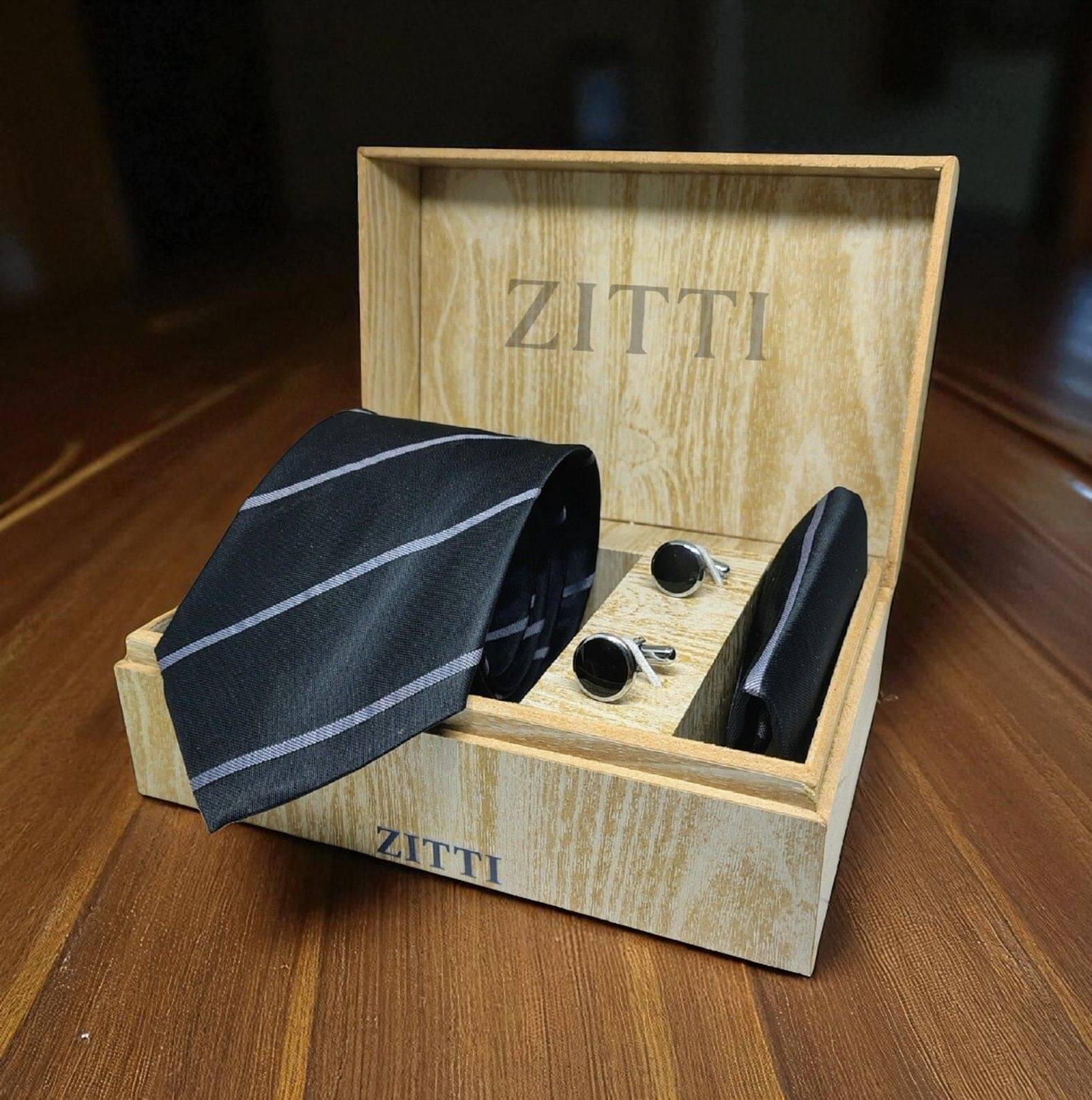     			ZITTI Black Stripes Silk Combo