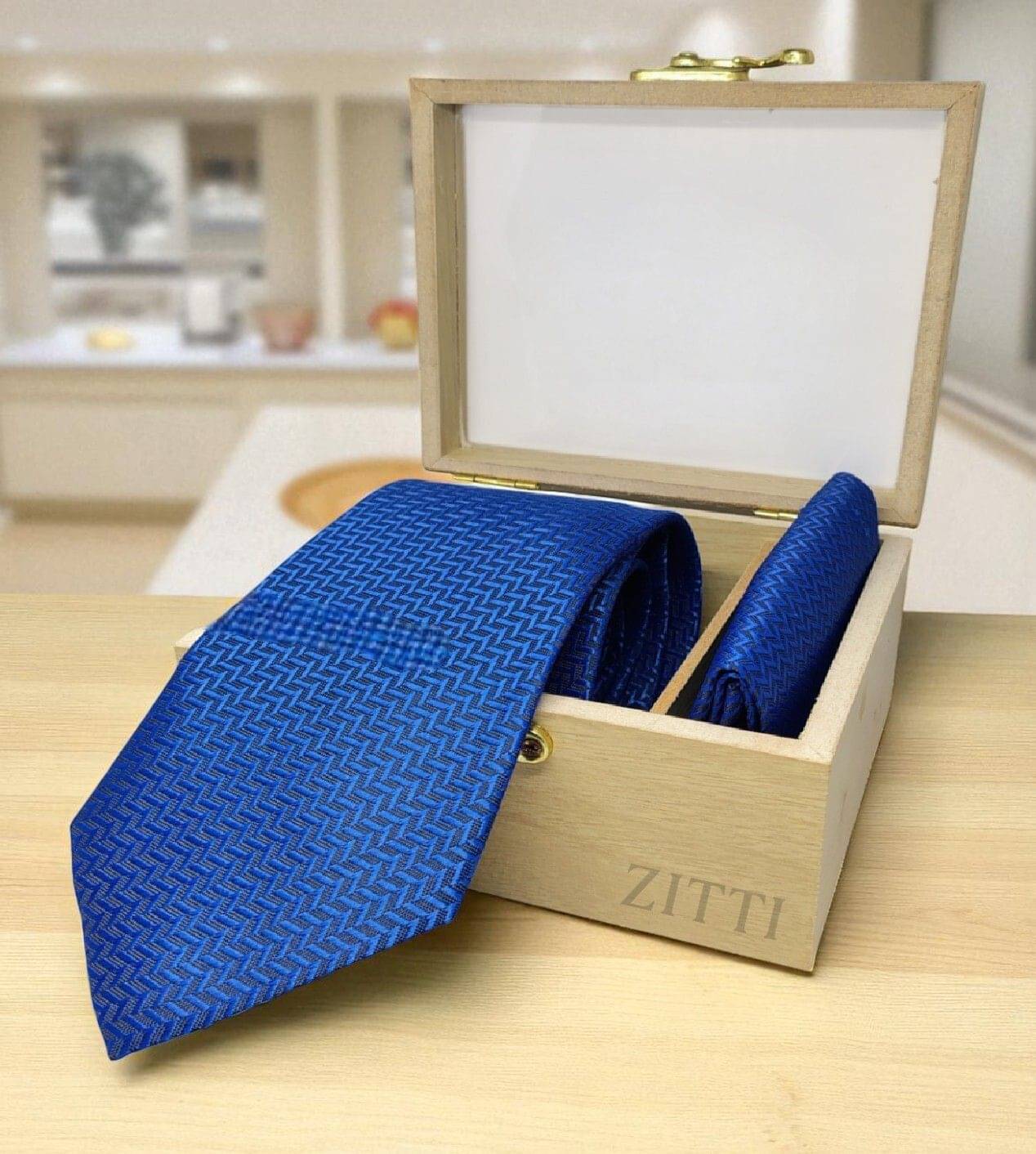     			ZITTI Blue Abstract Silk Combo