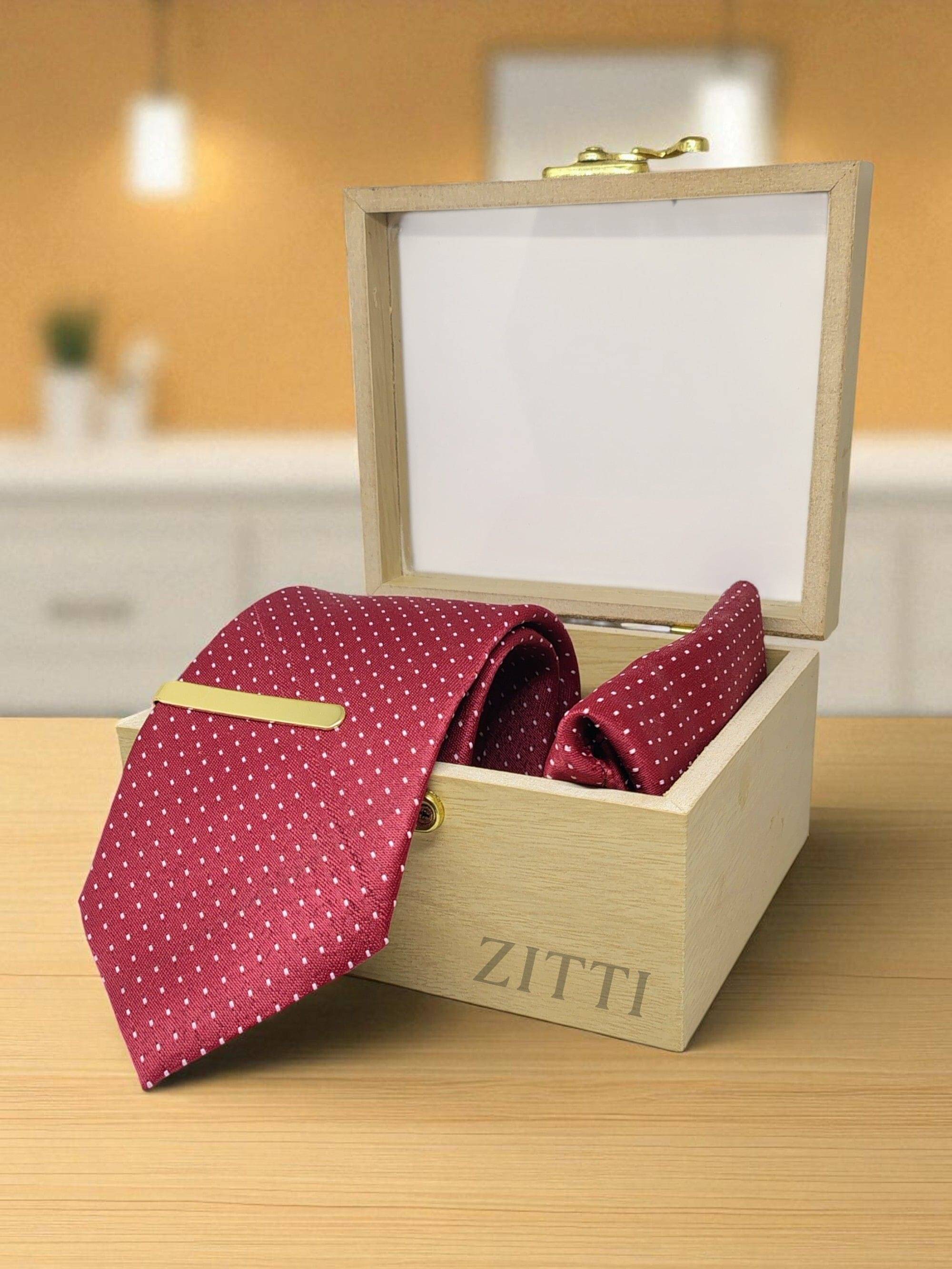     			ZITTI Maroon Polka Dots Silk Combo