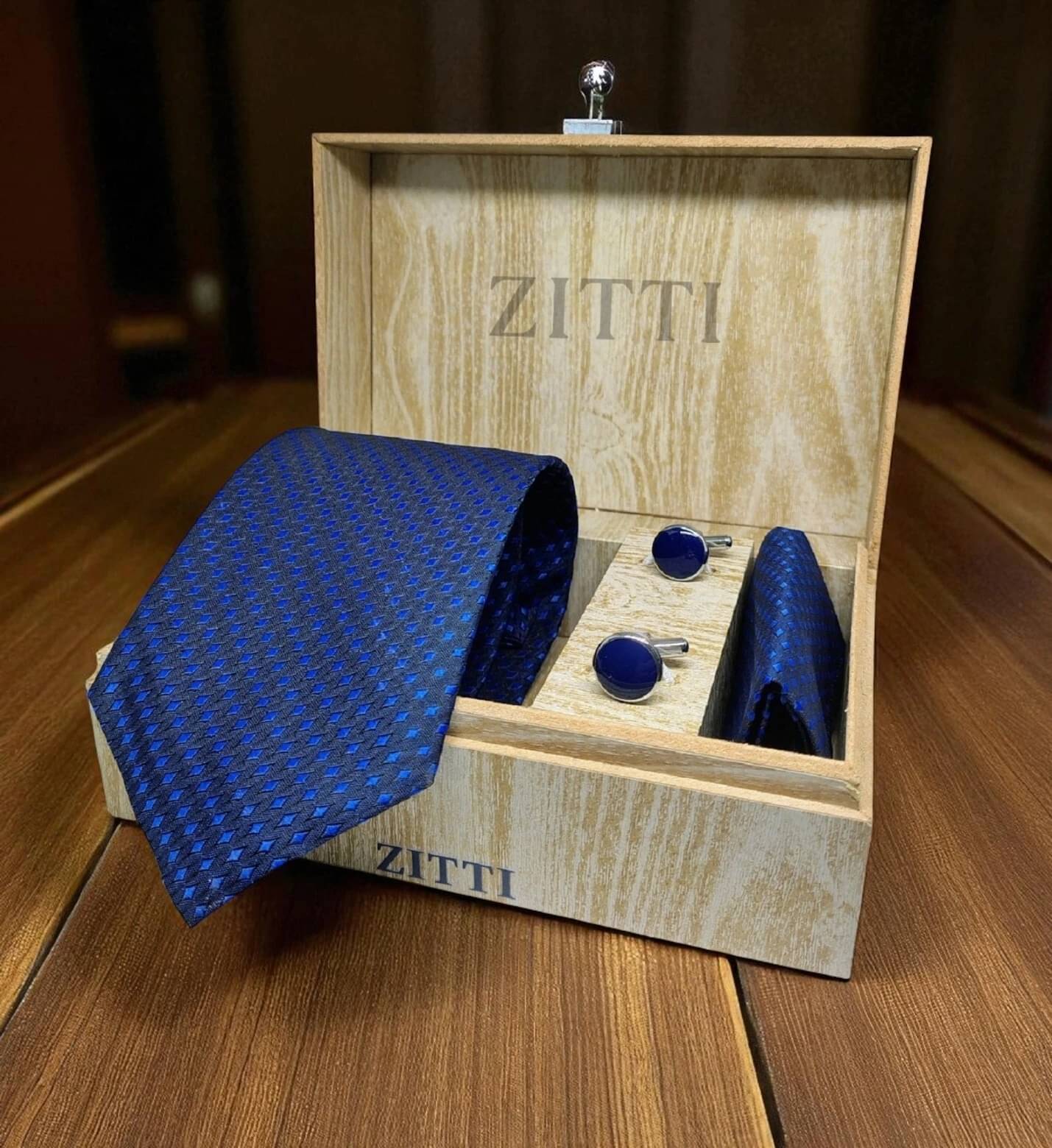     			ZITTI Navy Abstract Silk Combo