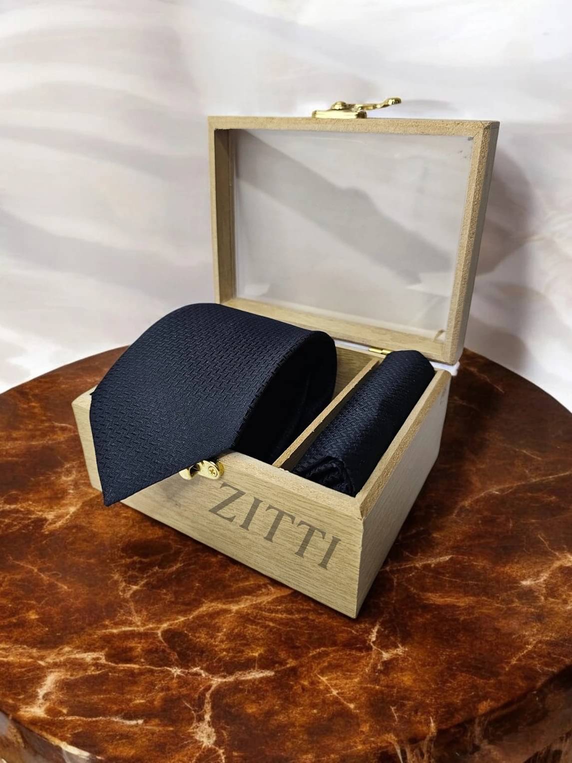     			ZITTI Navy Abstract Silk Combo