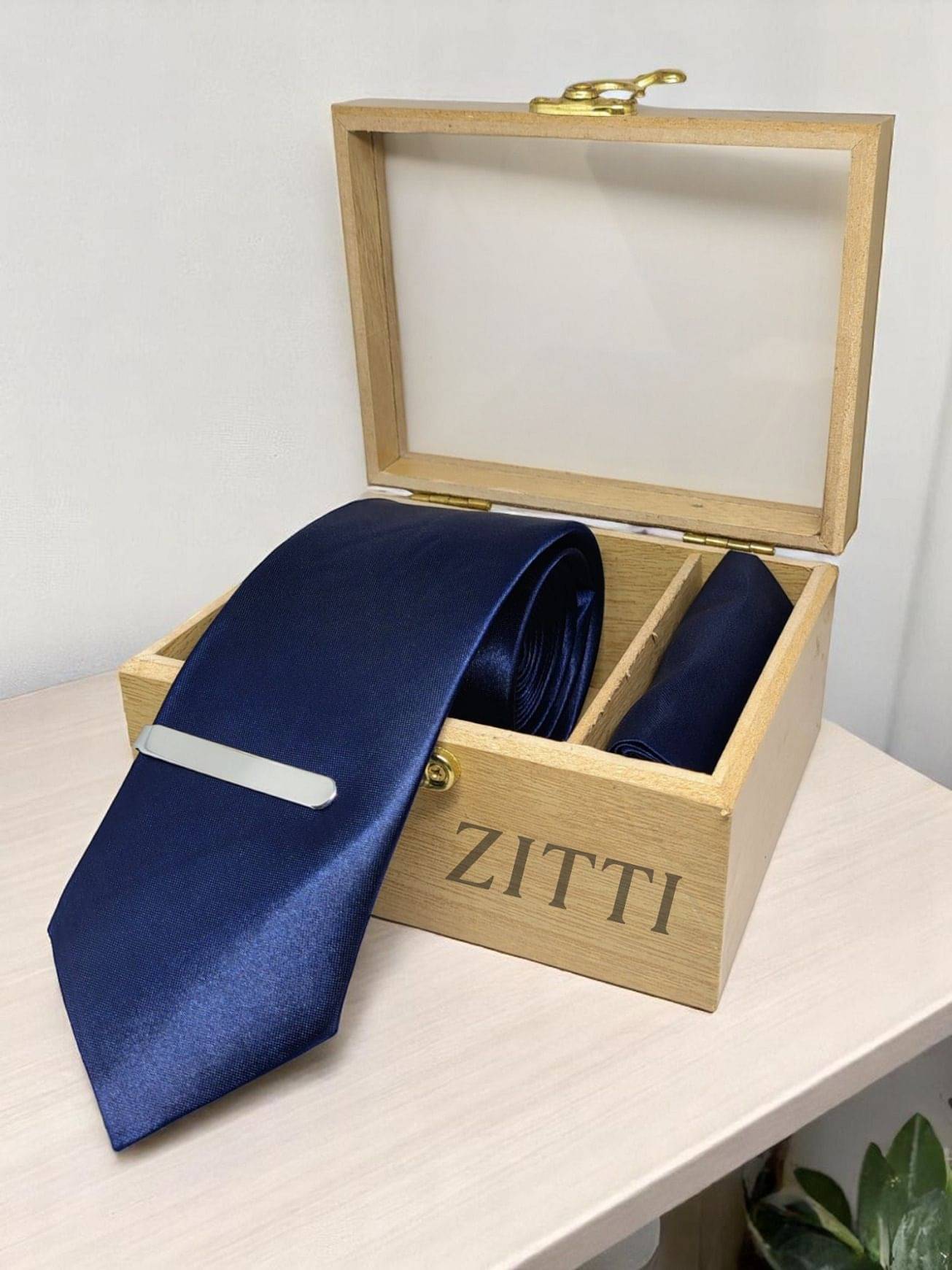     			ZITTI Navy Plain Silk Combo