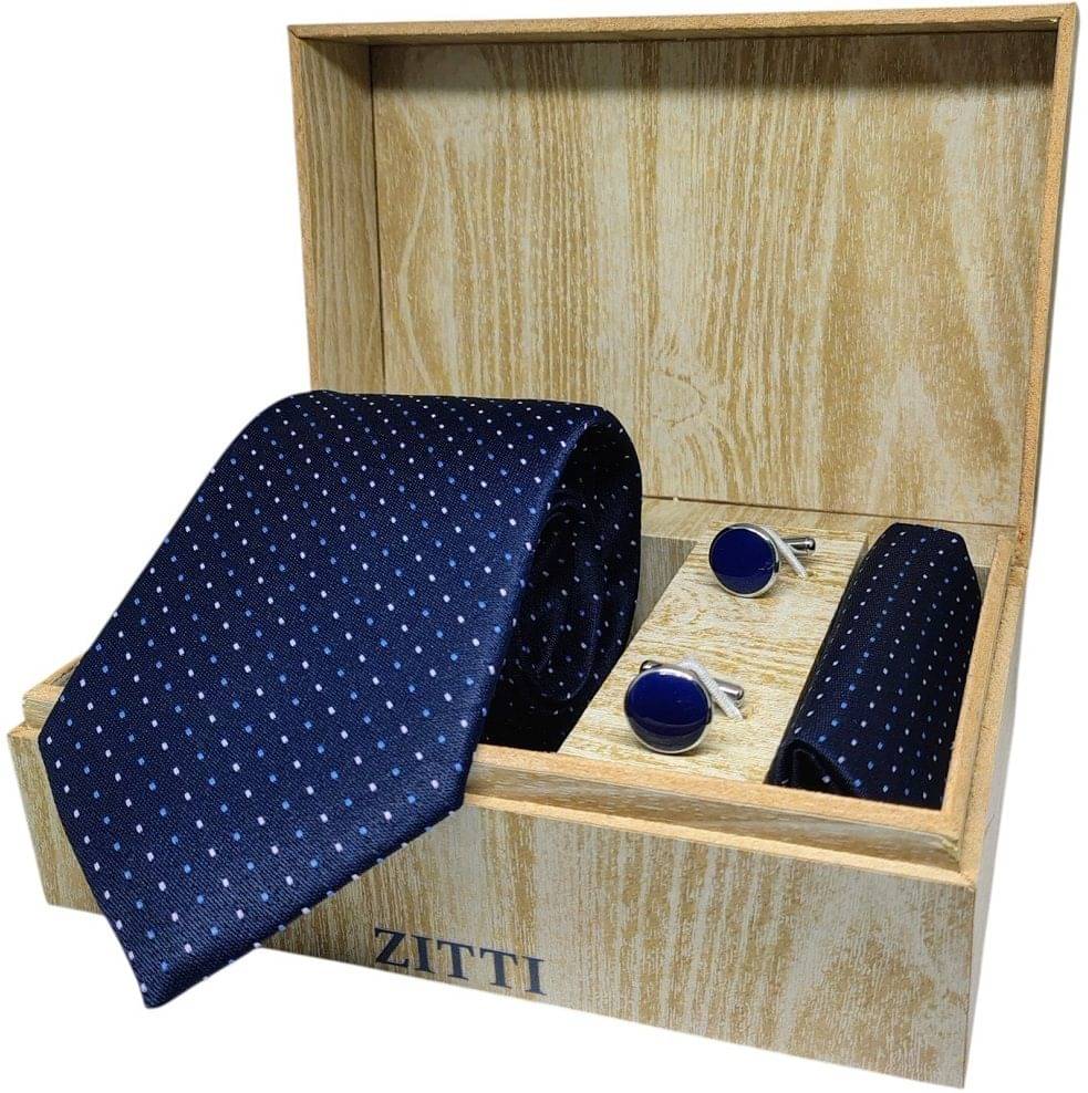     			ZITTI Navy Polka Dots Silk Combo