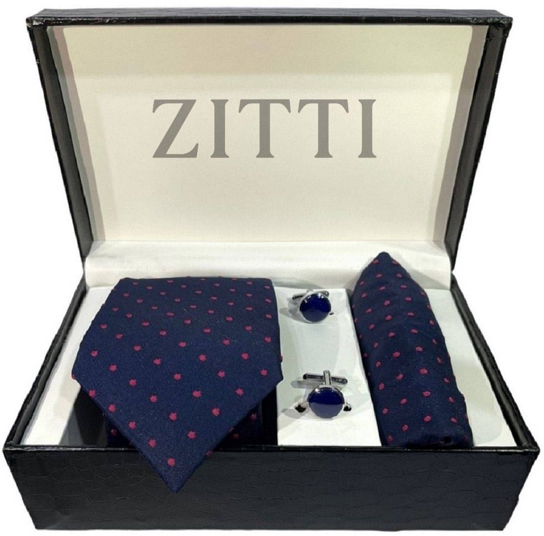     			ZITTI Navy Polka Dots Silk Combo