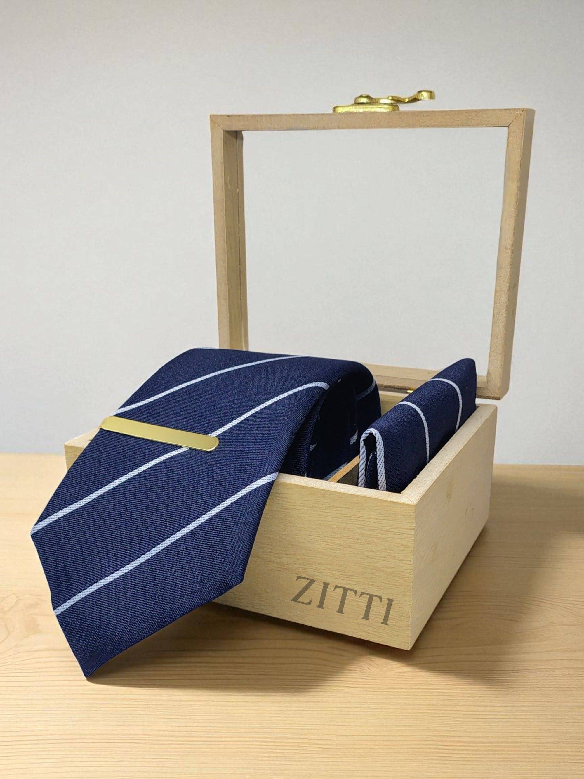     			ZITTI Navy Stripes Silk Combo