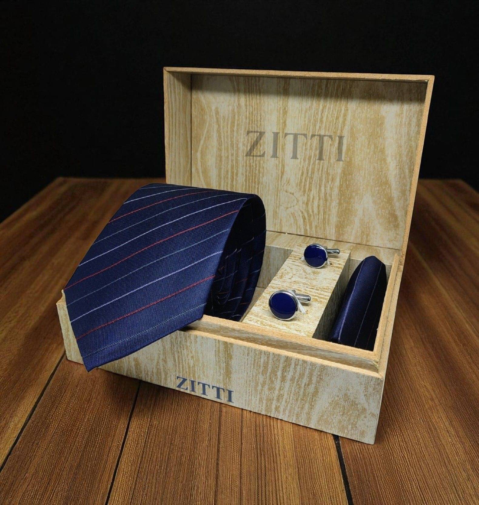     			ZITTI Navy Stripes Silk Combo