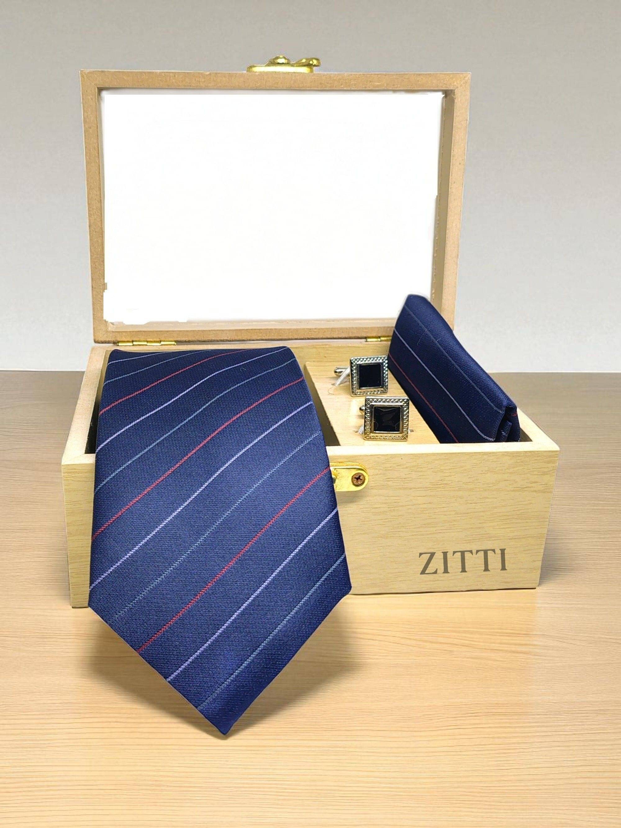 ZITTI Navy Stripes Silk Combo     			ZITTI Navy Stripes Silk Combo