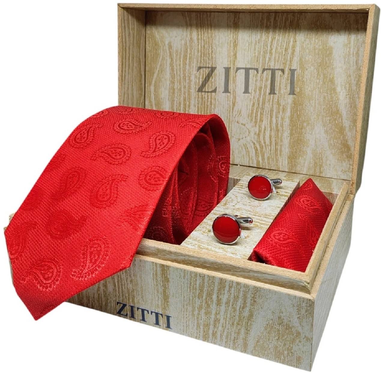     			ZITTI Red Abstract Silk Combo