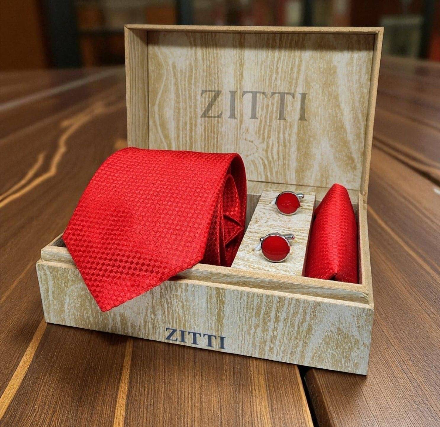     			ZITTI Red Abstract Silk Combo