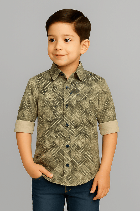     			kiyansh club Pack of 1 Boys Cotton Blend Full Sleeves Shirt ( Golden )