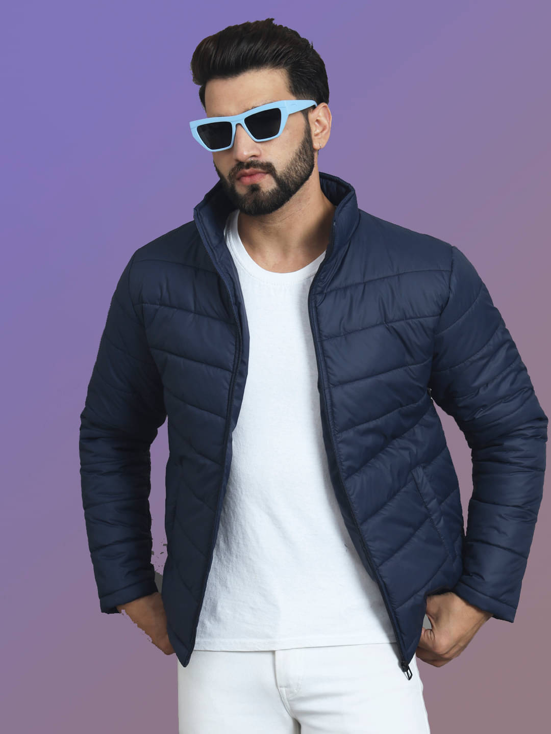 renuovo Polyester Men's Puffer Jacket - Navy ( Pack of 1 ) renuovo Polyester Men's Puffer Jacket - Navy ( Pack of 1 )
