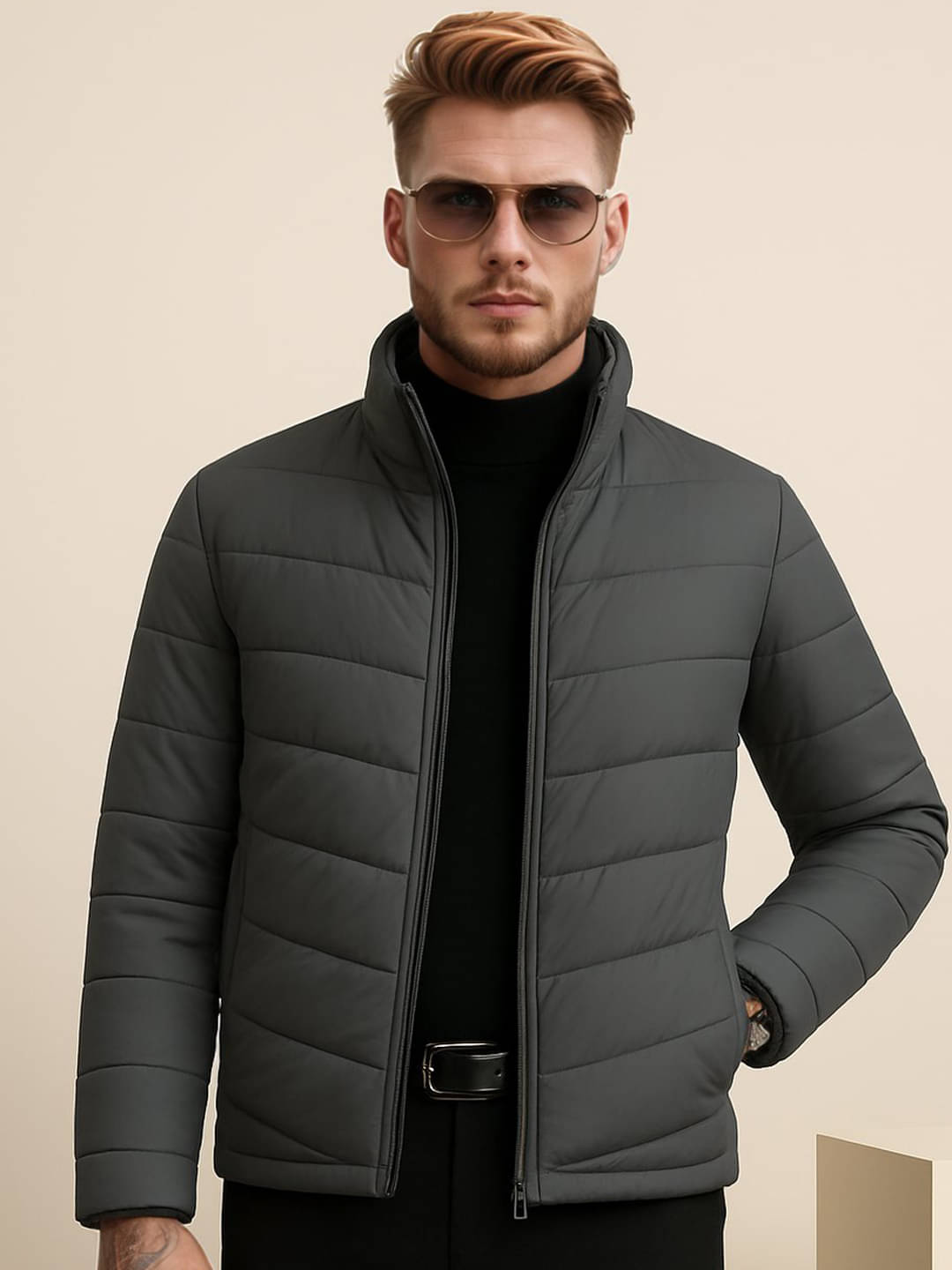    			renuovo Polyester Men's Puffer Jacket - Dark Grey ( Pack of 1 )