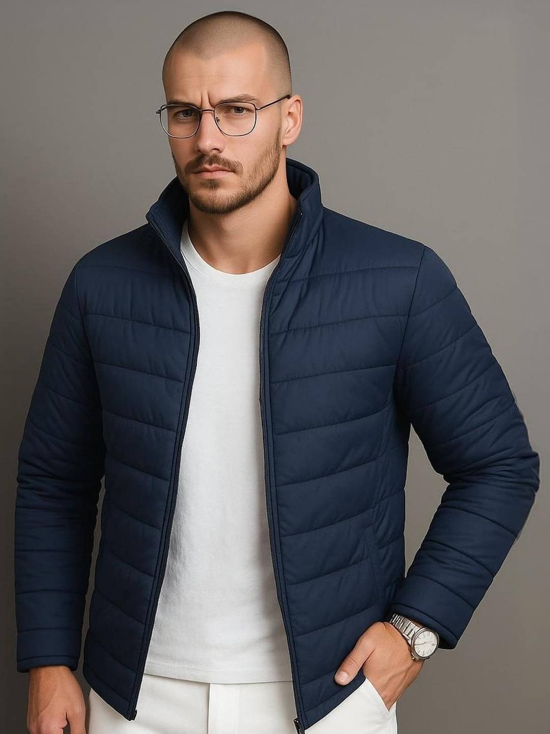renuovo Polyester Men's Puffer Jacket - Navy ( Pack of 1 ) renuovo Polyester Men's Puffer Jacket - Navy ( Pack of 1 )