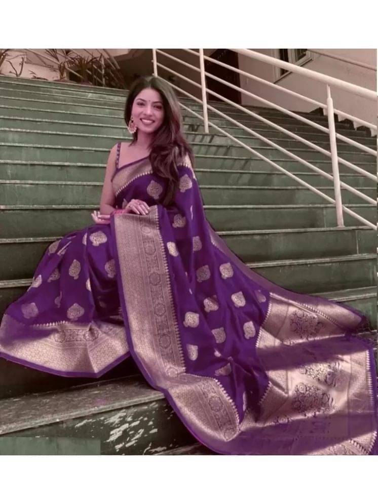     			varutex Art Silk Embellished Regular Saree With Unstitched Blouse Piece ( Purple )