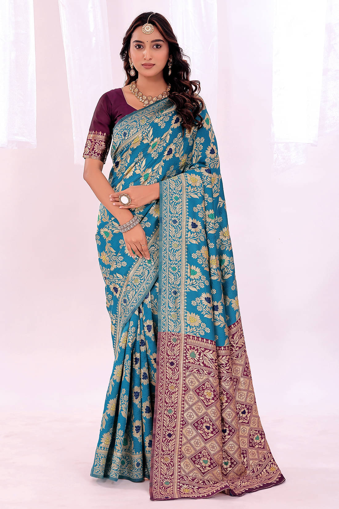 varutex Art Silk Solid Regular Saree With Unstitched Blouse Piece ( Sky Blue ) varutex Art Silk Solid Regular Saree With Unstitched Blouse Piece ( Sky Blue )