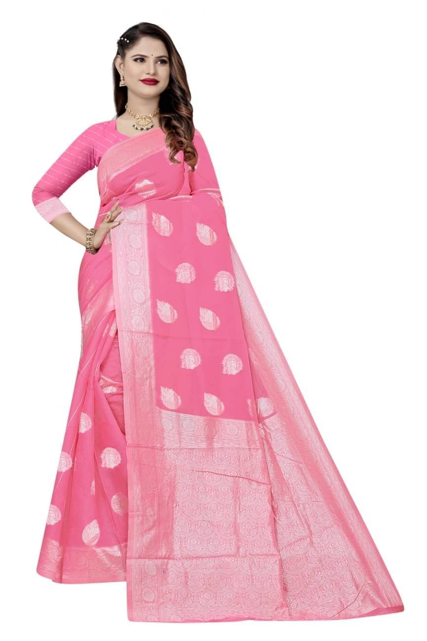 varutex Cotton Embellished Regular Saree With Unstitched Blouse Piece ( Pink ) varutex Cotton Embellished Regular Saree With Unstitched Blouse Piece ( Pink )