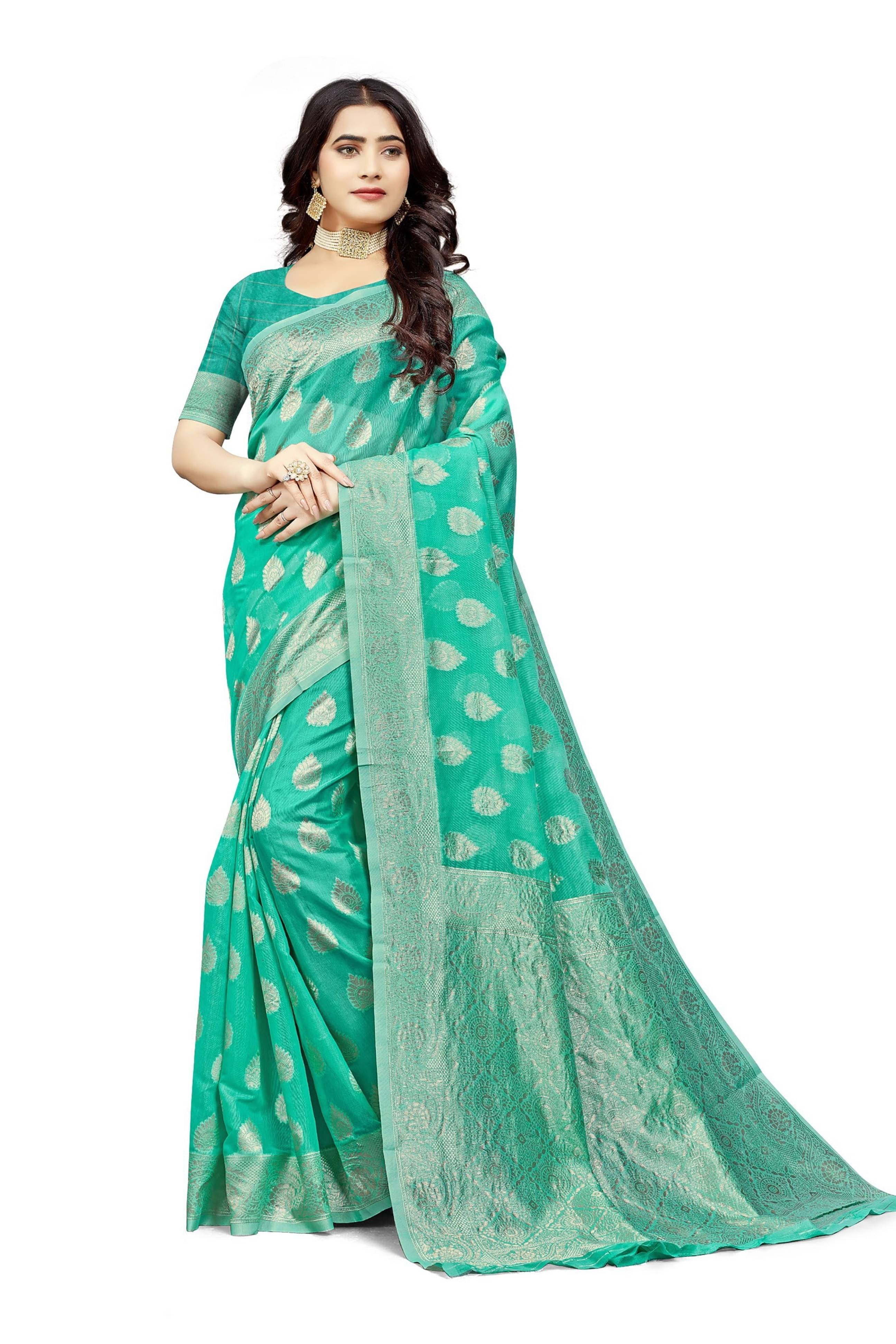 varutex Cotton Embellished Regular Saree With Unstitched Blouse Piece ( Rama ) varutex Cotton Embellished Regular Saree With Unstitched Blouse Piece ( Rama )