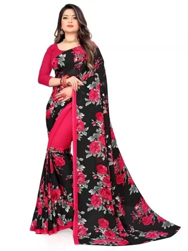 varutex Georgette Applique Regular Saree With Unstitched Blouse Piece ( Pink ) varutex Georgette Applique Regular Saree With Unstitched Blouse Piece ( Pink )