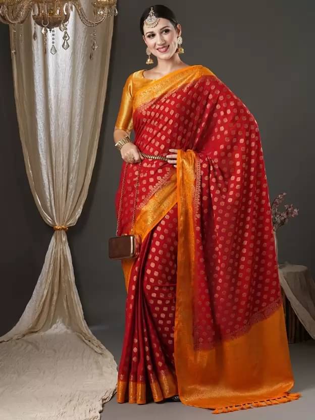     			varutex Silk Woven Regular Saree With Unstitched Blouse Piece ( Red )