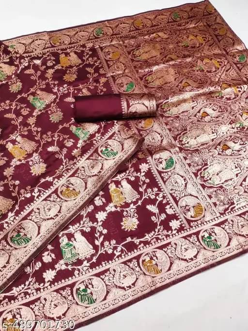     			varutex Silk Woven Regular Saree With Unstitched Blouse Piece ( Maroon )