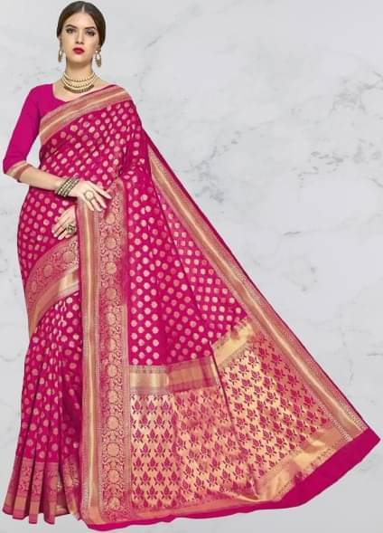     			varutex Silk Woven Regular Saree With Unstitched Blouse Piece ( Magenta )