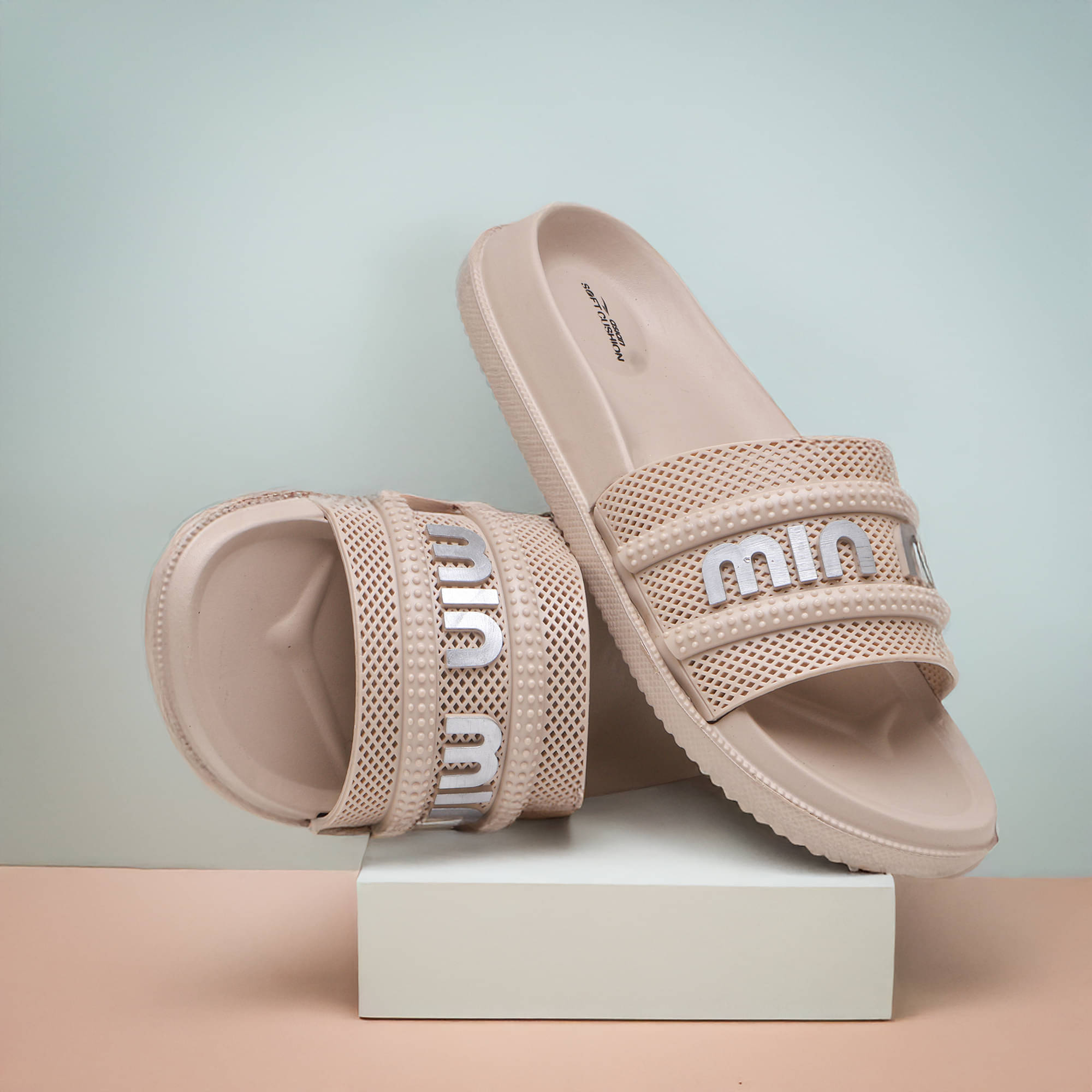    			ASIAN Beige Women's Slide Flip Flop