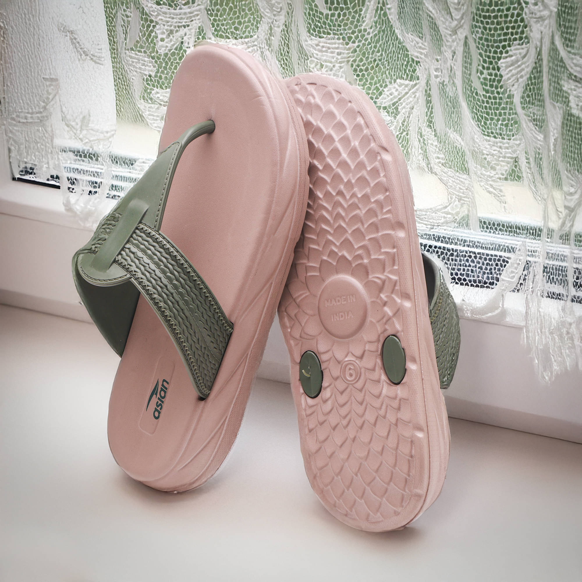     			ASIAN Green Women's Flip Flop