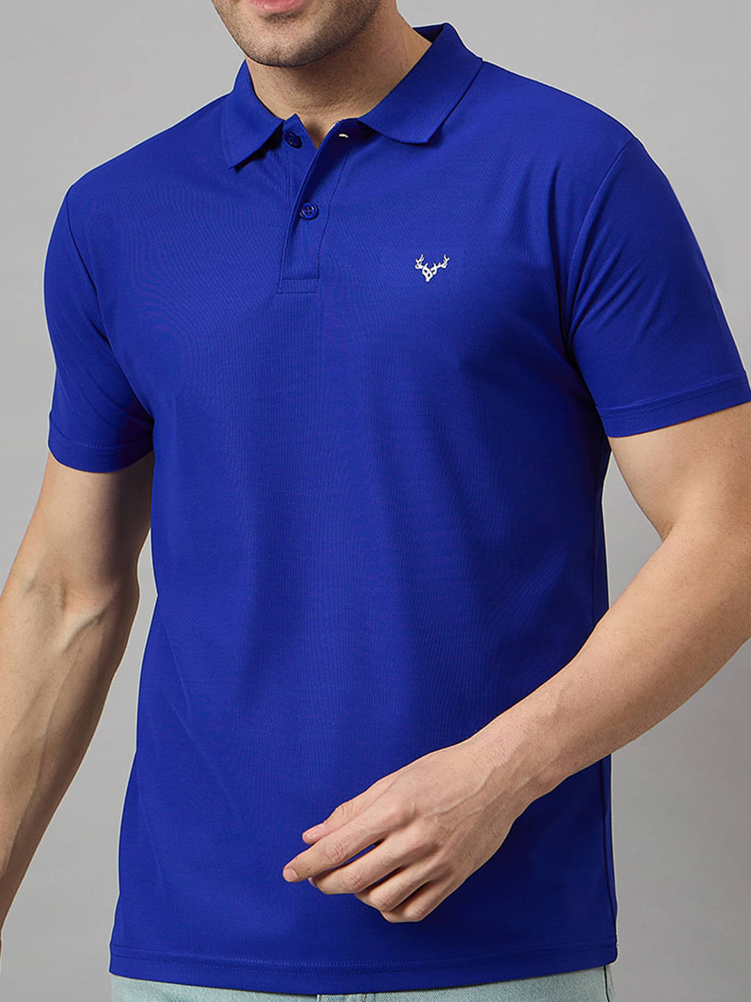     			BRONATION Men Cotton Blend Regular Fit Solid Polo T Shirt ( Teal Blue )