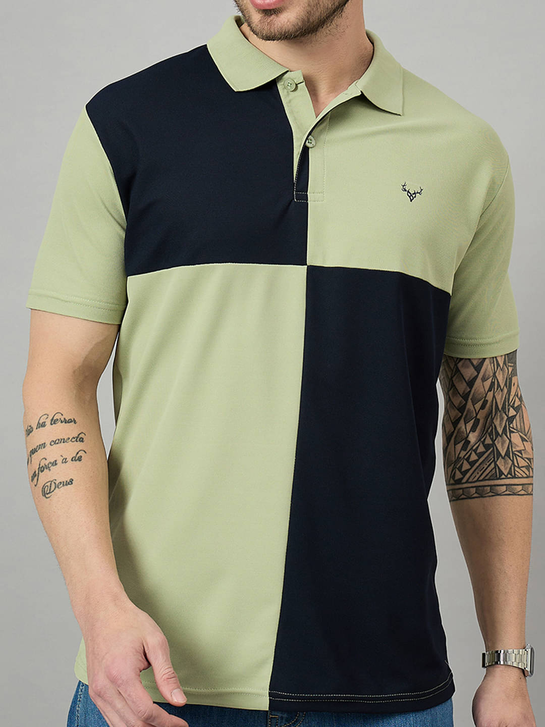 BRONATION Men Cotton Blend Regular Fit Colorblock Polo T Shirt ( Sea Green ) BRONATION Men Cotton Blend Regular Fit Colorblock Polo T Shirt ( Sea Green )