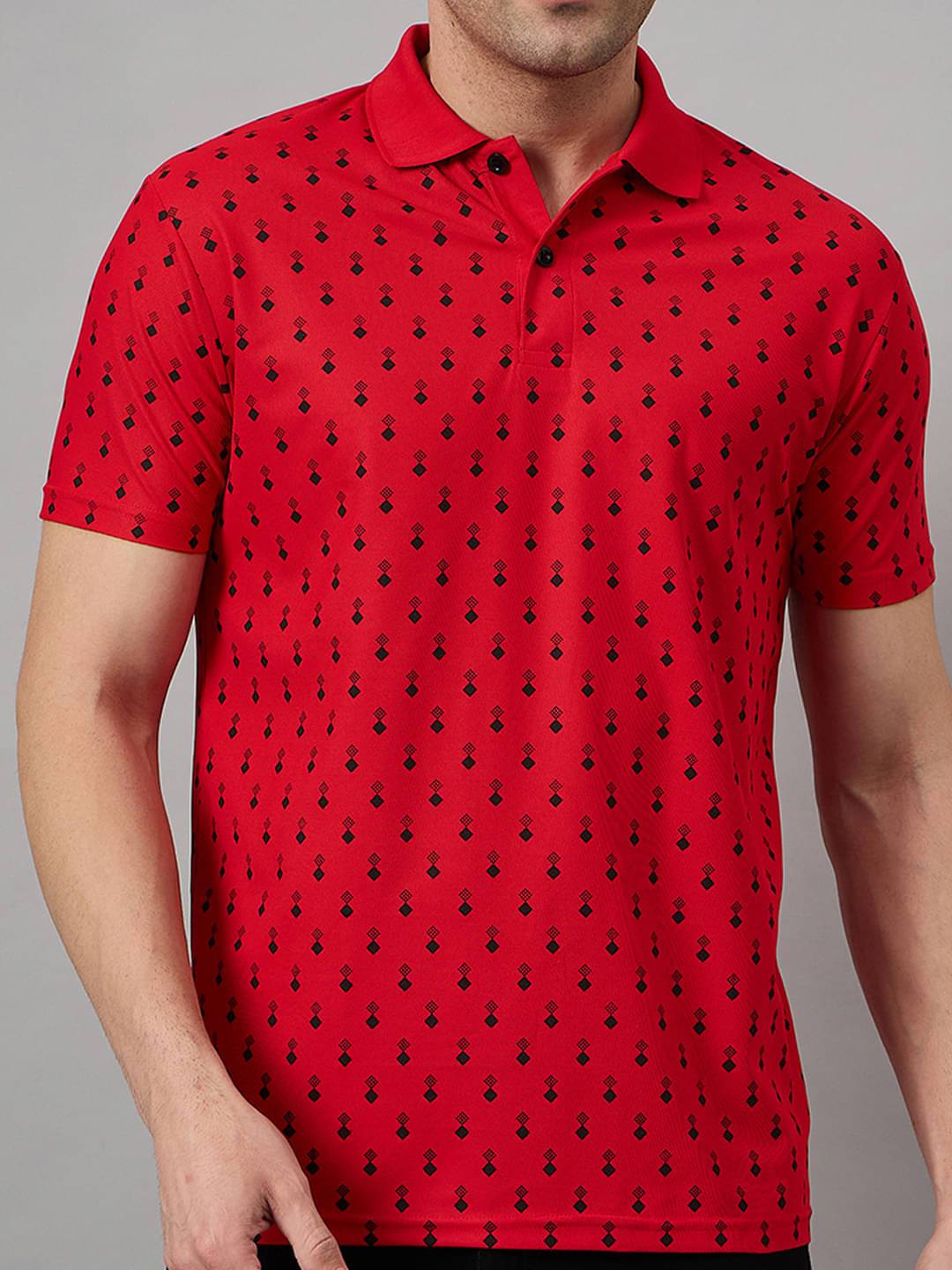     			BRONATION Men Cotton Blend Regular Fit Printed Polo T Shirt ( Red )