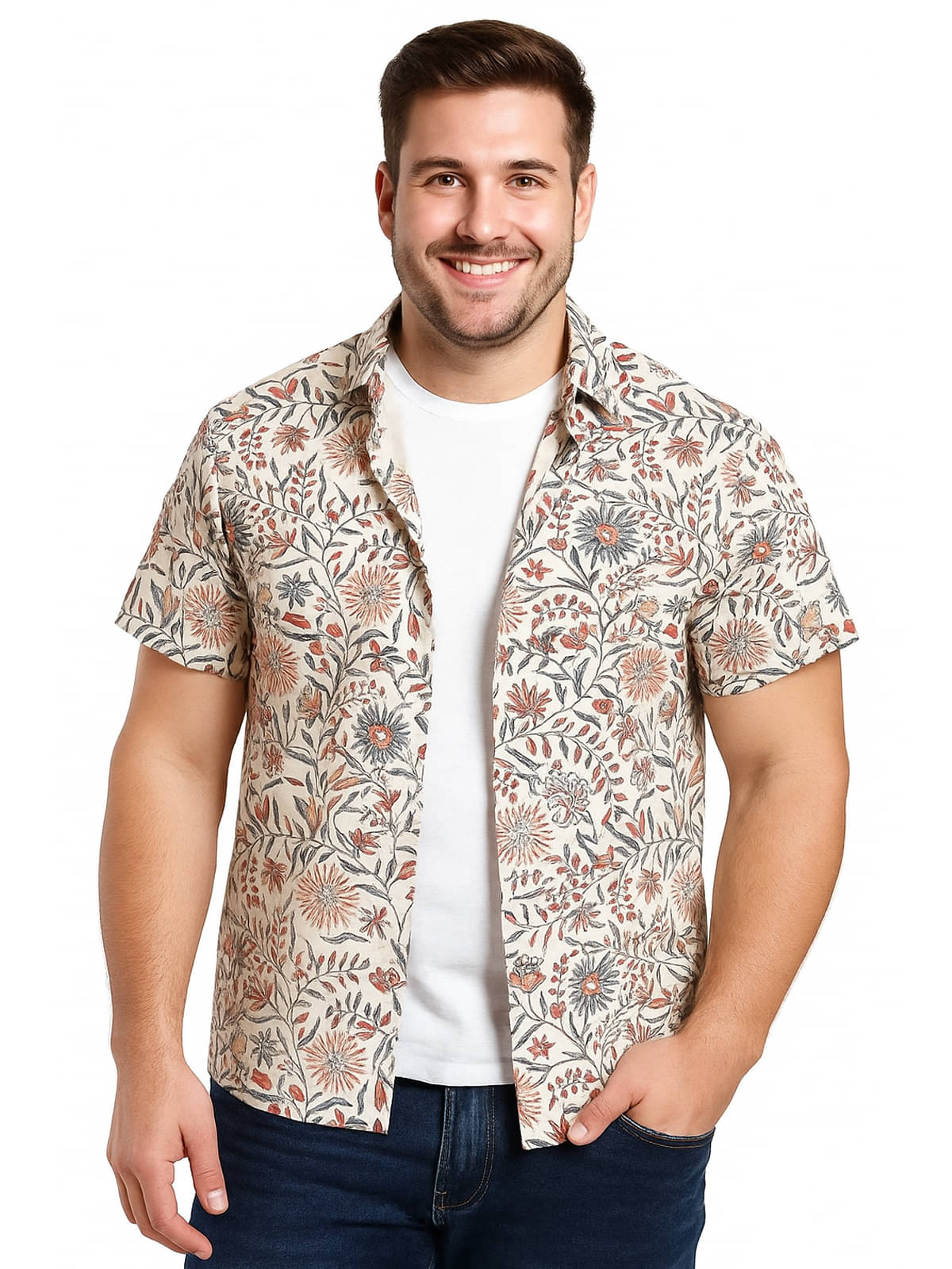     			BULLMER Cotton Blend Regular Fit Printed Half Sleeves Men's Casual Shirt - Red ( Pack of 1 )