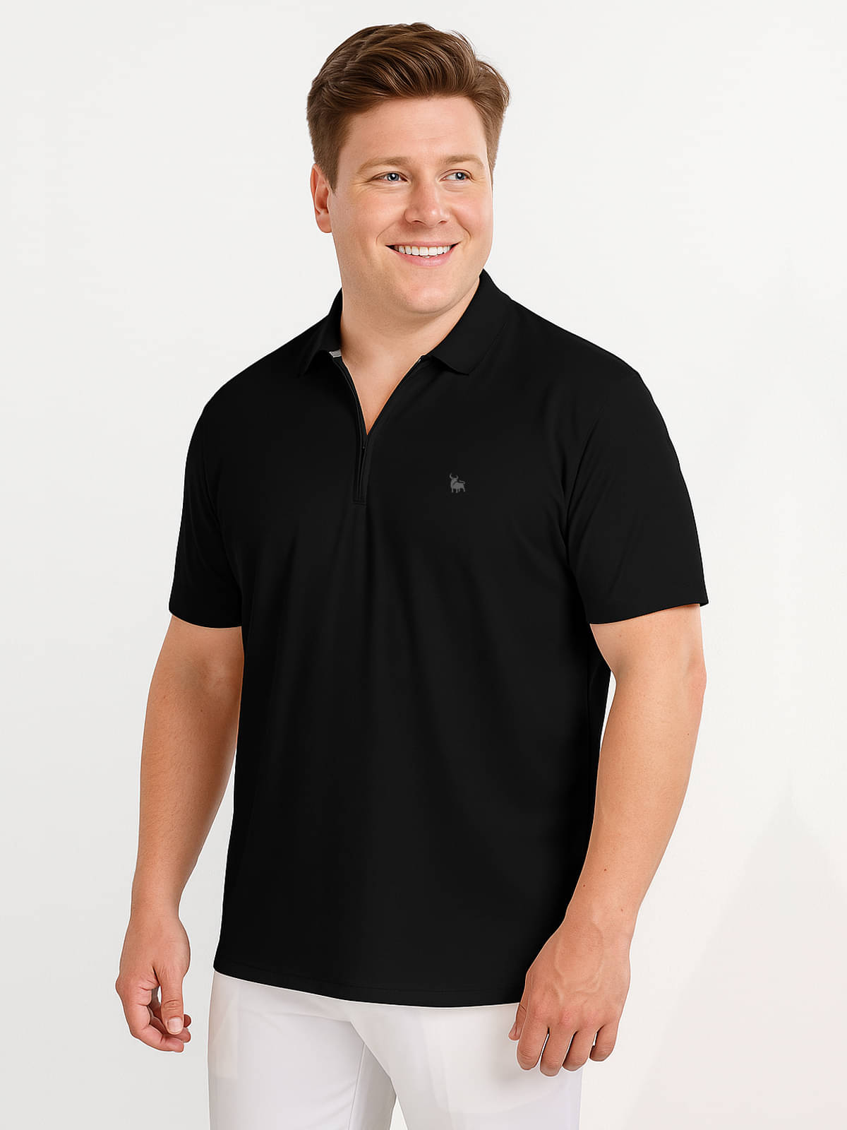     			BULLMER Men Cotton Blend Regular Fit Solid Polo T Shirt ( Black )