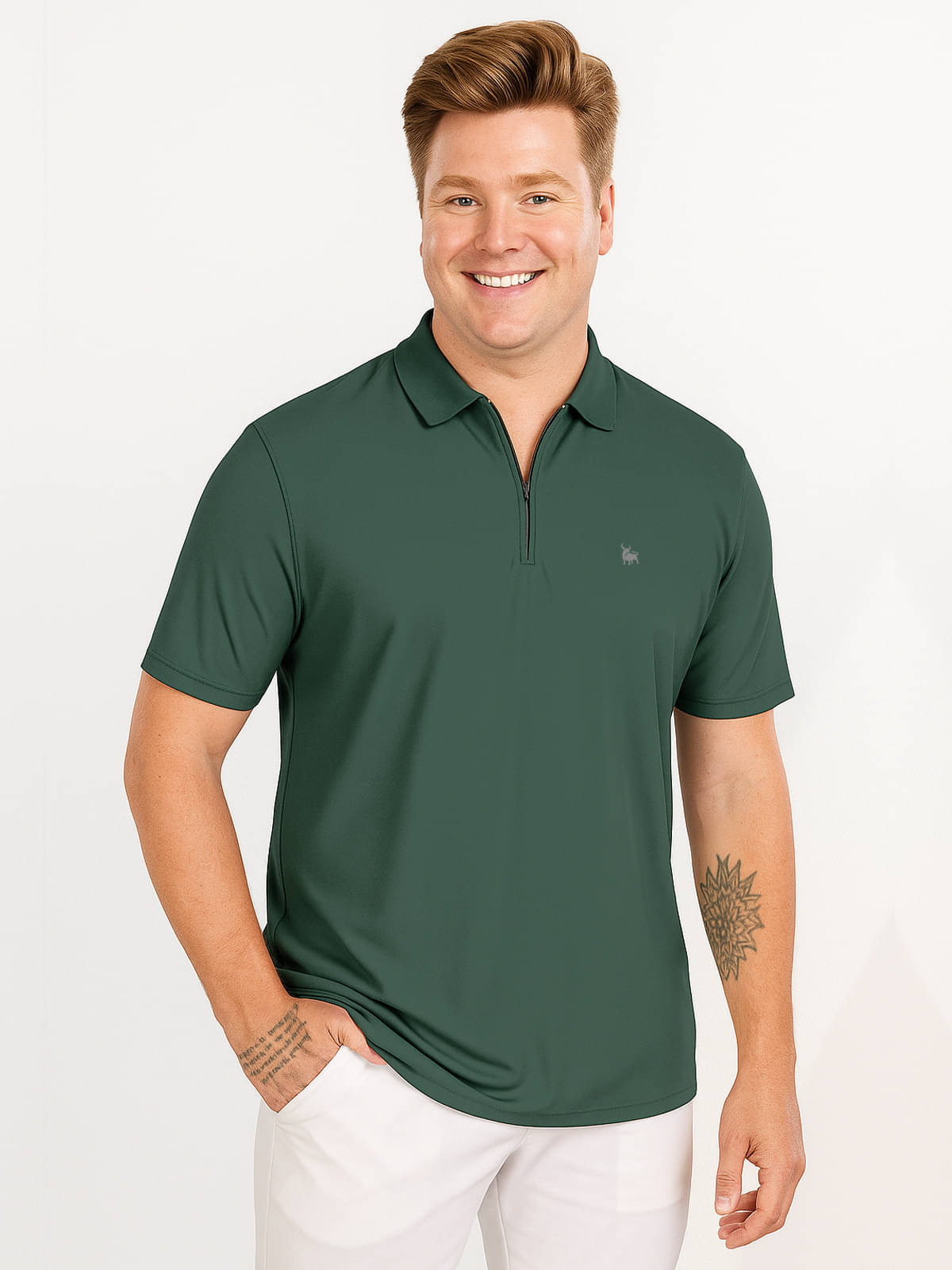 BULLMER Men Cotton Blend Regular Fit Solid Polo T Shirt ( Green ) BULLMER Men Cotton Blend Regular Fit Solid Polo T Shirt ( Green )
