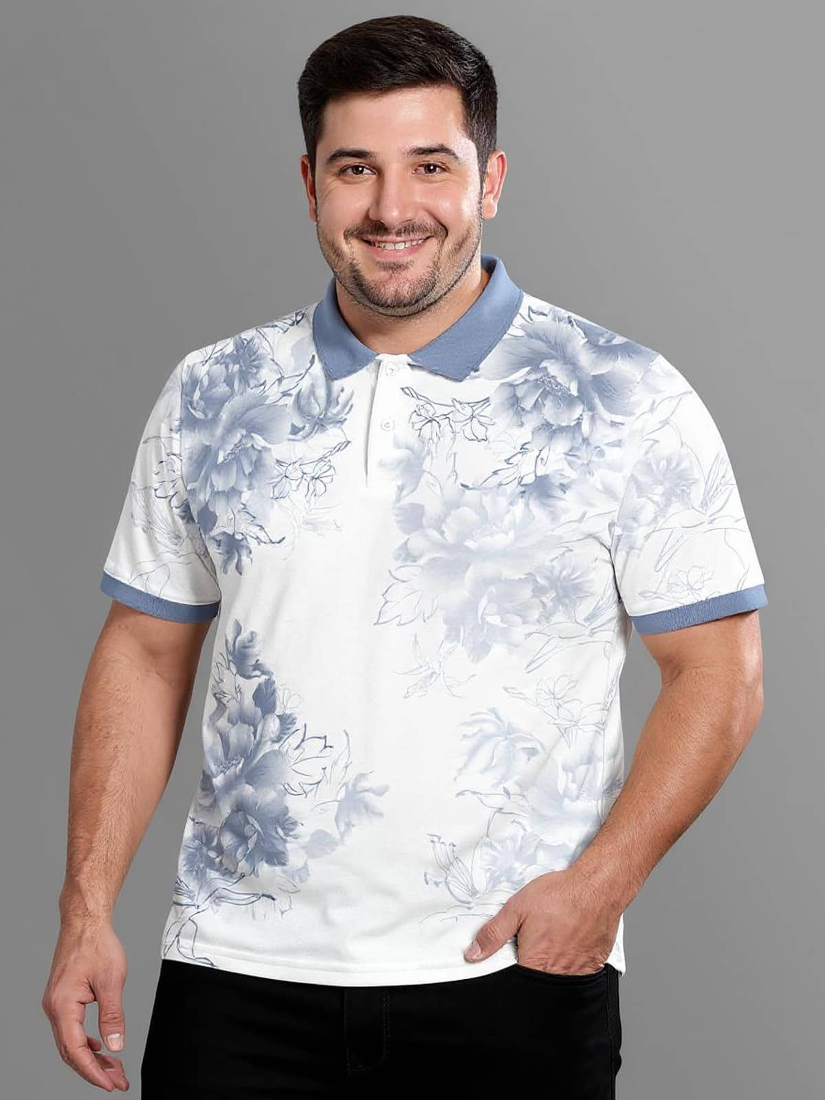 BULLMER Men Cotton Blend Regular Fit Striped Polo T Shirt ( White )