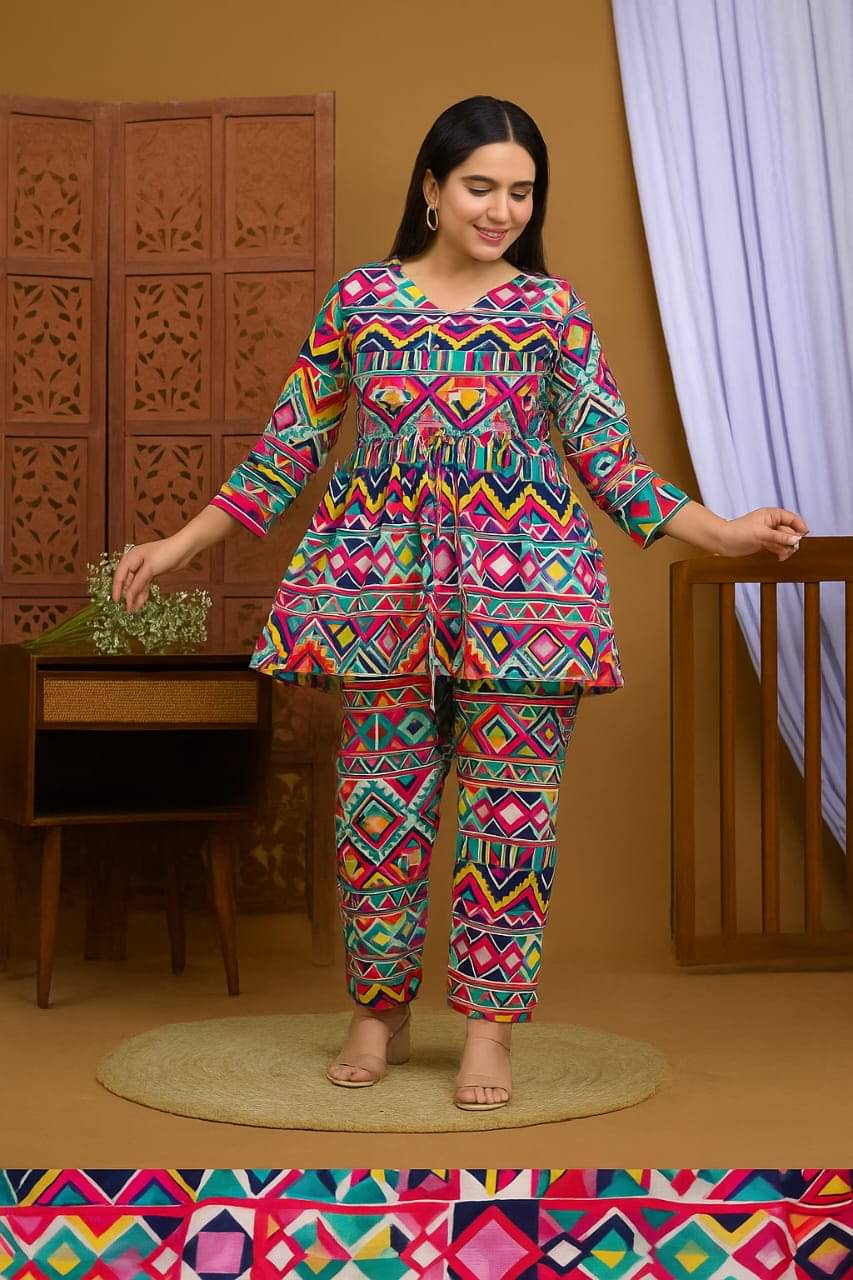     			GENERIC MR. AADIL RAZA COLLECTION Women Printed Top With Trousers Co-Ord Set ( Multi Color )
