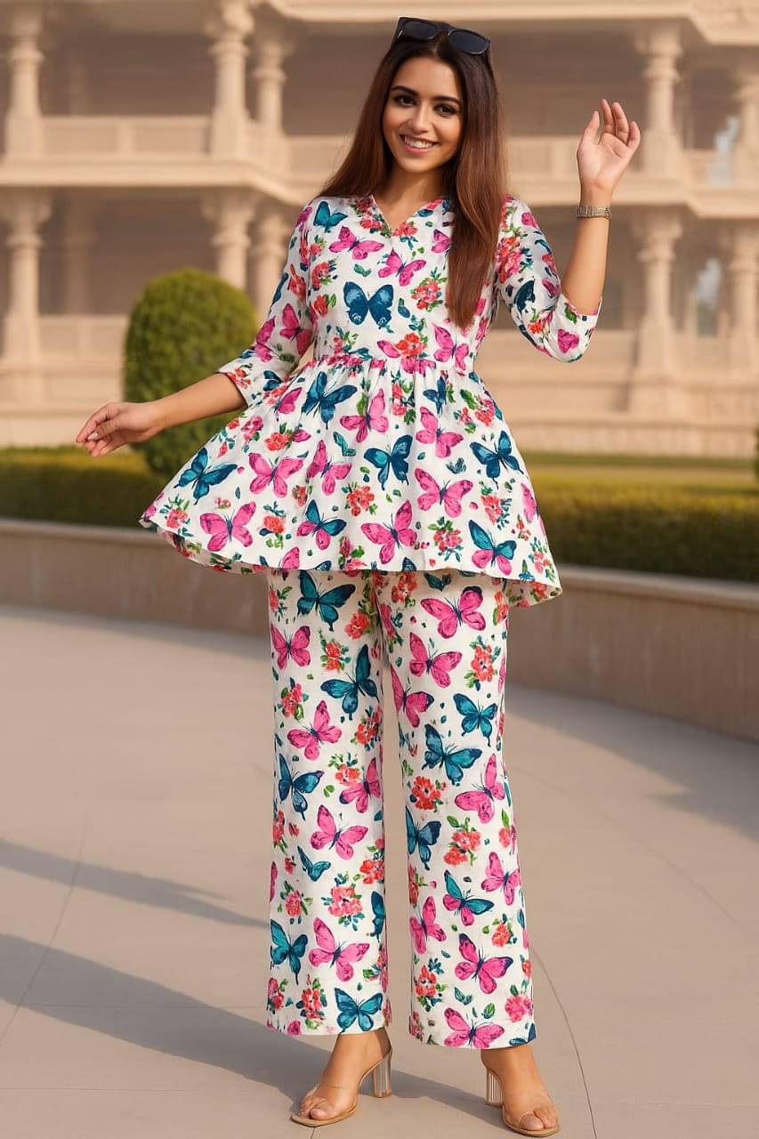     			GENERIC MR. AADIL RAZA COLLECTION Women Printed Top With Trousers Co-Ord Set ( Pink )